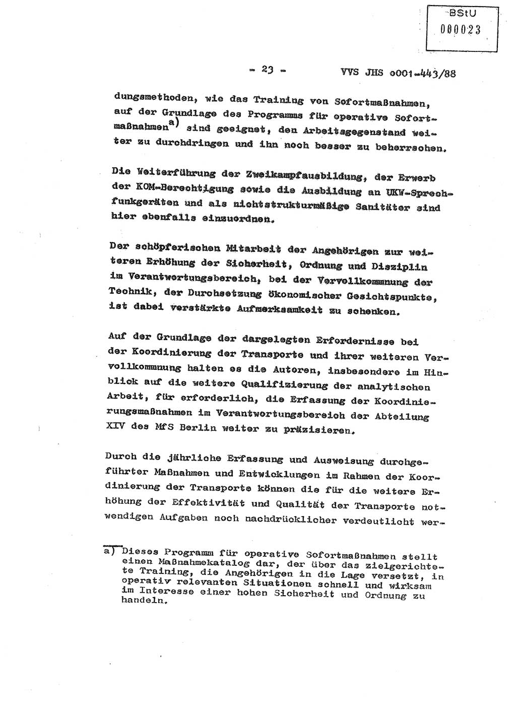 Diplomarbeit Hauptmann Michael Rast (Abt. ⅩⅣ), Major Bernd Rahaus (Abt. ⅩⅣ), Ministerium für Staatssicherheit (MfS) [Deutsche Demokratische Republik (DDR)], Juristische Hochschule (JHS), Vertrauliche Verschlußsache (VVS) o001-443/88, Potsdam 1988, Seite 23 (Dipl.-Arb. MfS DDR JHS VVS o001-443/88 1988, S. 23)
