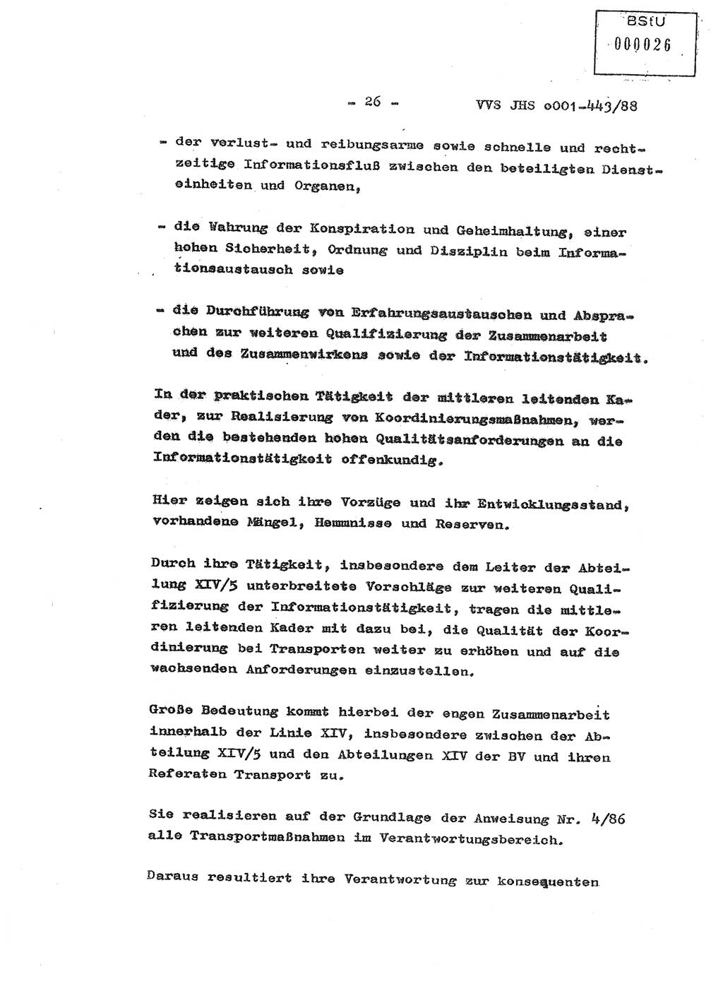 Diplomarbeit Hauptmann Michael Rast (Abt. ⅩⅣ), Major Bernd Rahaus (Abt. ⅩⅣ), Ministerium für Staatssicherheit (MfS) [Deutsche Demokratische Republik (DDR)], Juristische Hochschule (JHS), Vertrauliche Verschlußsache (VVS) o001-443/88, Potsdam 1988, Seite 26 (Dipl.-Arb. MfS DDR JHS VVS o001-443/88 1988, S. 26)