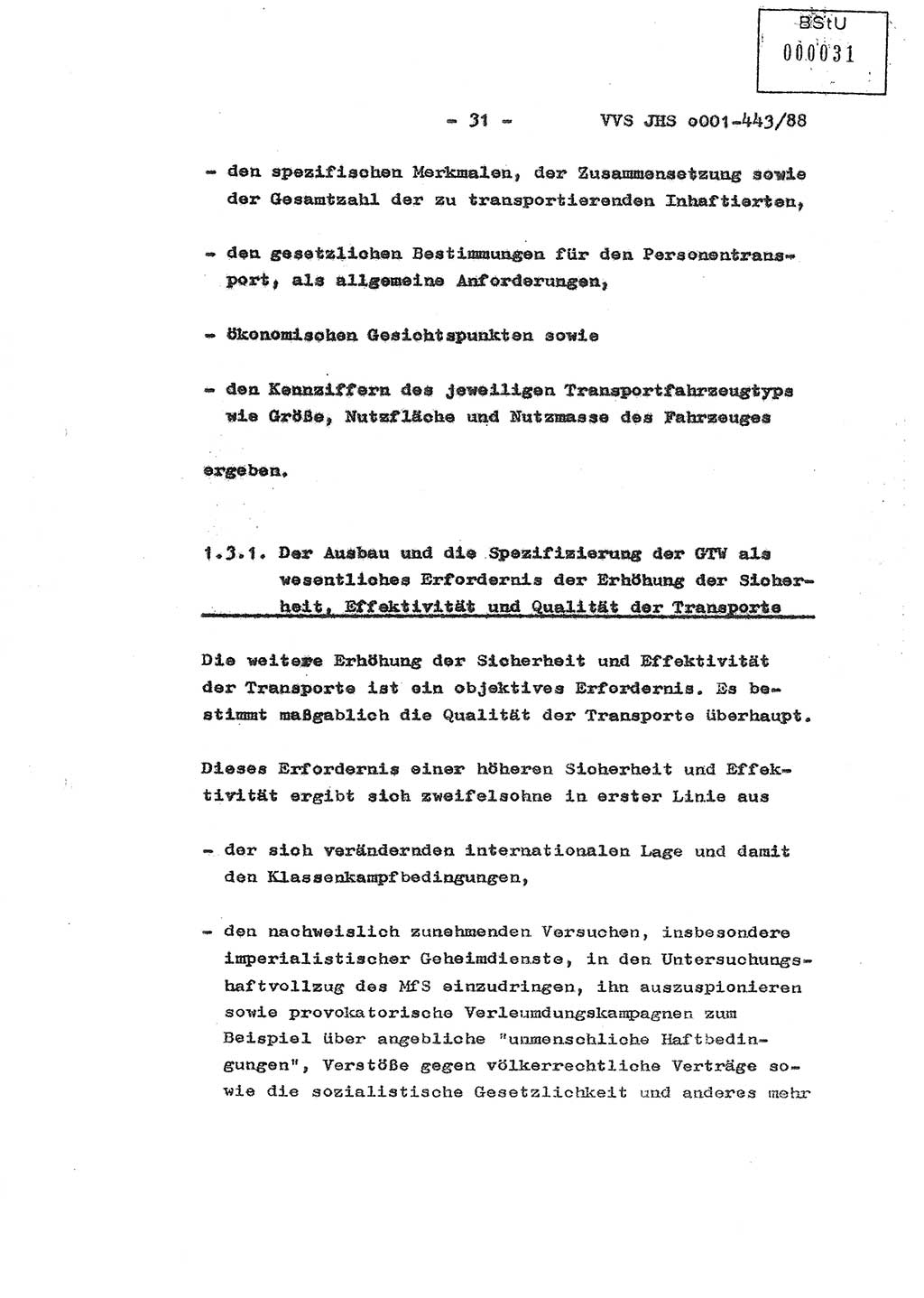 Diplomarbeit Hauptmann Michael Rast (Abt. ⅩⅣ), Major Bernd Rahaus (Abt. ⅩⅣ), Ministerium für Staatssicherheit (MfS) [Deutsche Demokratische Republik (DDR)], Juristische Hochschule (JHS), Vertrauliche Verschlußsache (VVS) o001-443/88, Potsdam 1988, Seite 31 (Dipl.-Arb. MfS DDR JHS VVS o001-443/88 1988, S. 31)