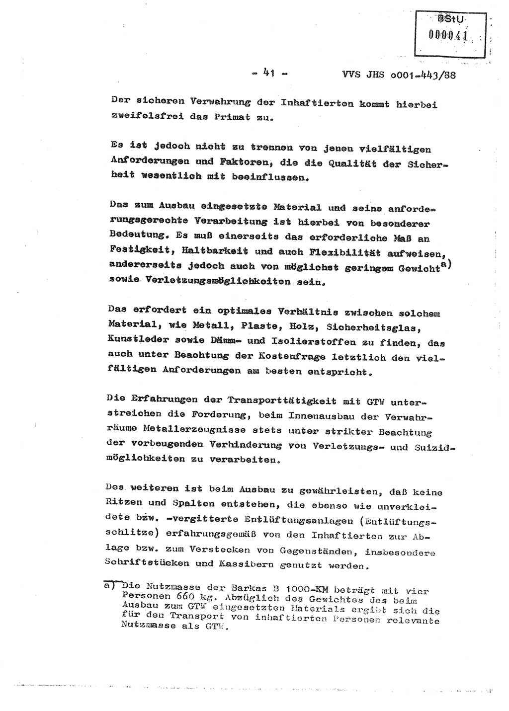 Diplomarbeit Hauptmann Michael Rast (Abt. ⅩⅣ), Major Bernd Rahaus (Abt. ⅩⅣ), Ministerium für Staatssicherheit (MfS) [Deutsche Demokratische Republik (DDR)], Juristische Hochschule (JHS), Vertrauliche Verschlußsache (VVS) o001-443/88, Potsdam 1988, Seite 41 (Dipl.-Arb. MfS DDR JHS VVS o001-443/88 1988, S. 41)