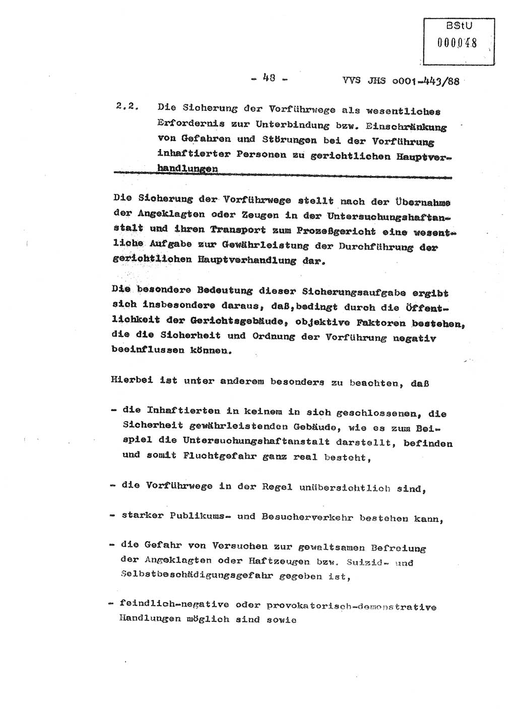 Diplomarbeit Hauptmann Michael Rast (Abt. ⅩⅣ), Major Bernd Rahaus (Abt. ⅩⅣ), Ministerium für Staatssicherheit (MfS) [Deutsche Demokratische Republik (DDR)], Juristische Hochschule (JHS), Vertrauliche Verschlußsache (VVS) o001-443/88, Potsdam 1988, Seite 48 (Dipl.-Arb. MfS DDR JHS VVS o001-443/88 1988, S. 48)