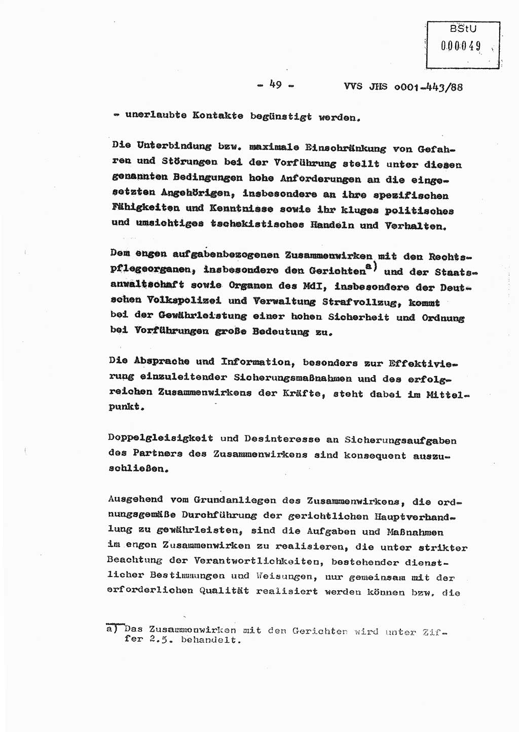 Diplomarbeit Hauptmann Michael Rast (Abt. ⅩⅣ), Major Bernd Rahaus (Abt. ⅩⅣ), Ministerium für Staatssicherheit (MfS) [Deutsche Demokratische Republik (DDR)], Juristische Hochschule (JHS), Vertrauliche Verschlußsache (VVS) o001-443/88, Potsdam 1988, Seite 49 (Dipl.-Arb. MfS DDR JHS VVS o001-443/88 1988, S. 49)