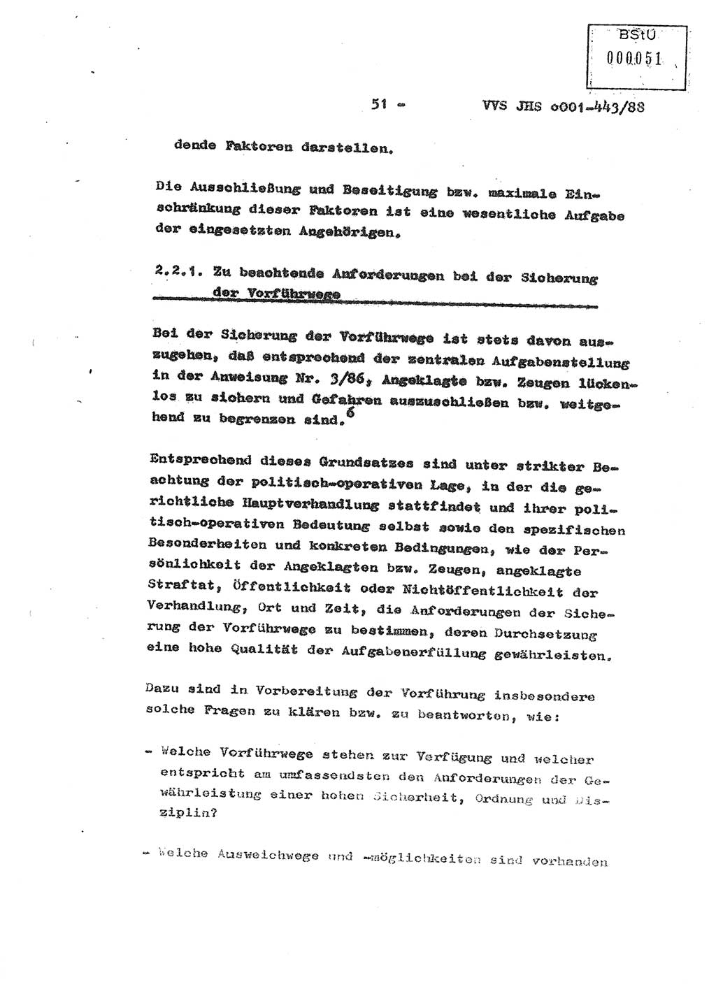 Diplomarbeit Hauptmann Michael Rast (Abt. ⅩⅣ), Major Bernd Rahaus (Abt. ⅩⅣ), Ministerium für Staatssicherheit (MfS) [Deutsche Demokratische Republik (DDR)], Juristische Hochschule (JHS), Vertrauliche Verschlußsache (VVS) o001-443/88, Potsdam 1988, Seite 51 (Dipl.-Arb. MfS DDR JHS VVS o001-443/88 1988, S. 51)