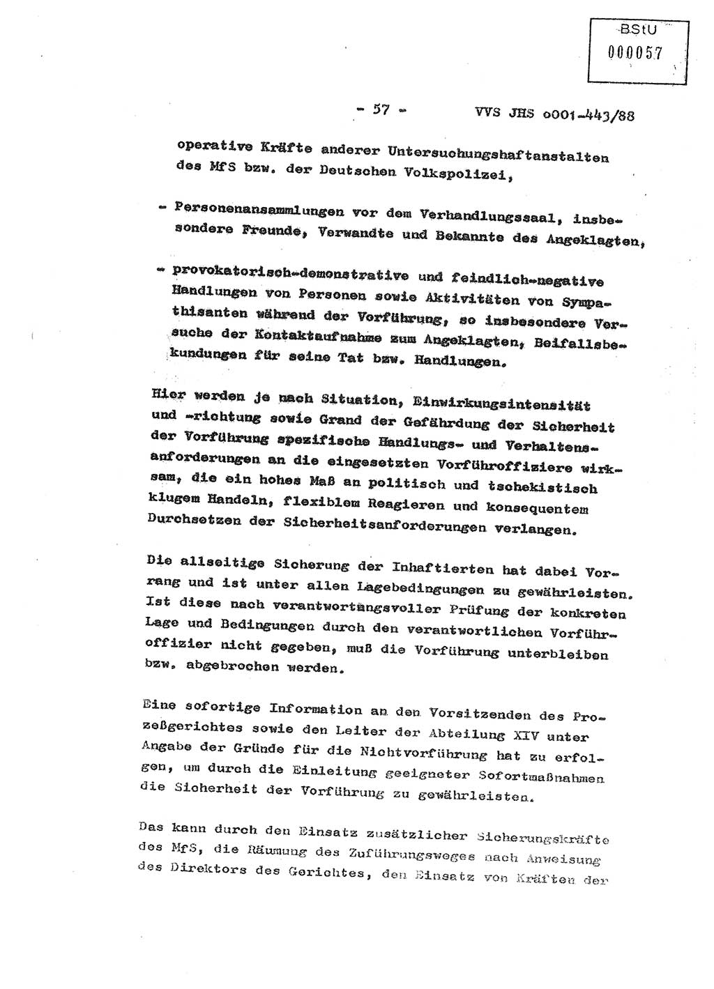 Diplomarbeit Hauptmann Michael Rast (Abt. ⅩⅣ), Major Bernd Rahaus (Abt. ⅩⅣ), Ministerium für Staatssicherheit (MfS) [Deutsche Demokratische Republik (DDR)], Juristische Hochschule (JHS), Vertrauliche Verschlußsache (VVS) o001-443/88, Potsdam 1988, Seite 57 (Dipl.-Arb. MfS DDR JHS VVS o001-443/88 1988, S. 57)