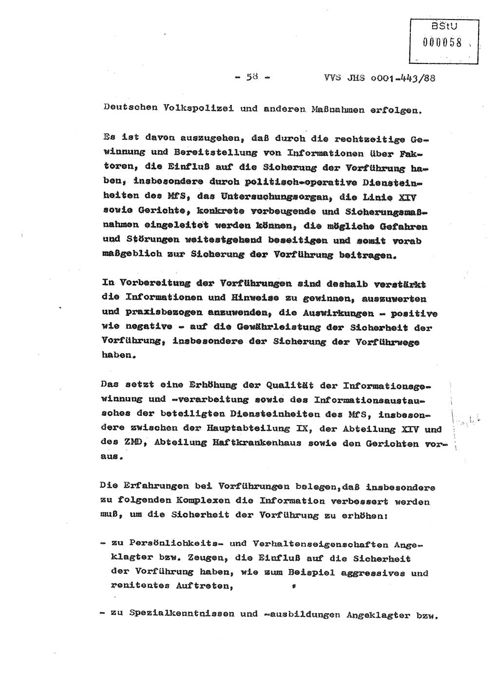 Diplomarbeit Hauptmann Michael Rast (Abt. ⅩⅣ), Major Bernd Rahaus (Abt. ⅩⅣ), Ministerium für Staatssicherheit (MfS) [Deutsche Demokratische Republik (DDR)], Juristische Hochschule (JHS), Vertrauliche Verschlußsache (VVS) o001-443/88, Potsdam 1988, Seite 58 (Dipl.-Arb. MfS DDR JHS VVS o001-443/88 1988, S. 58)