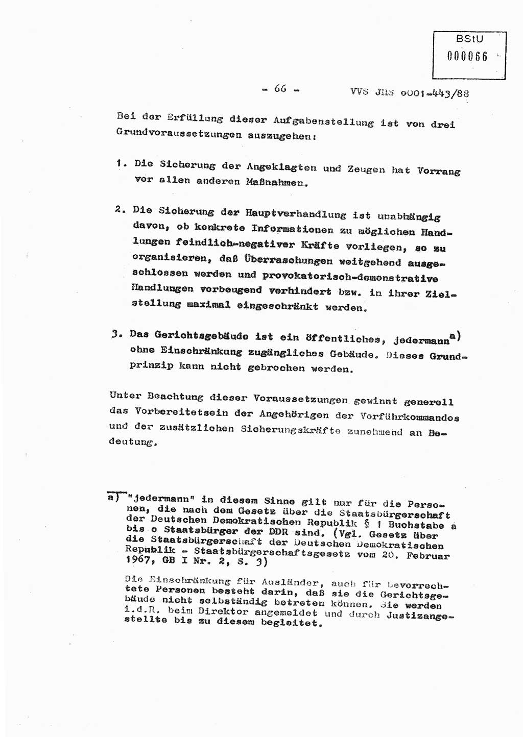 Diplomarbeit Hauptmann Michael Rast (Abt. ⅩⅣ), Major Bernd Rahaus (Abt. ⅩⅣ), Ministerium für Staatssicherheit (MfS) [Deutsche Demokratische Republik (DDR)], Juristische Hochschule (JHS), Vertrauliche Verschlußsache (VVS) o001-443/88, Potsdam 1988, Seite 66 (Dipl.-Arb. MfS DDR JHS VVS o001-443/88 1988, S. 66)