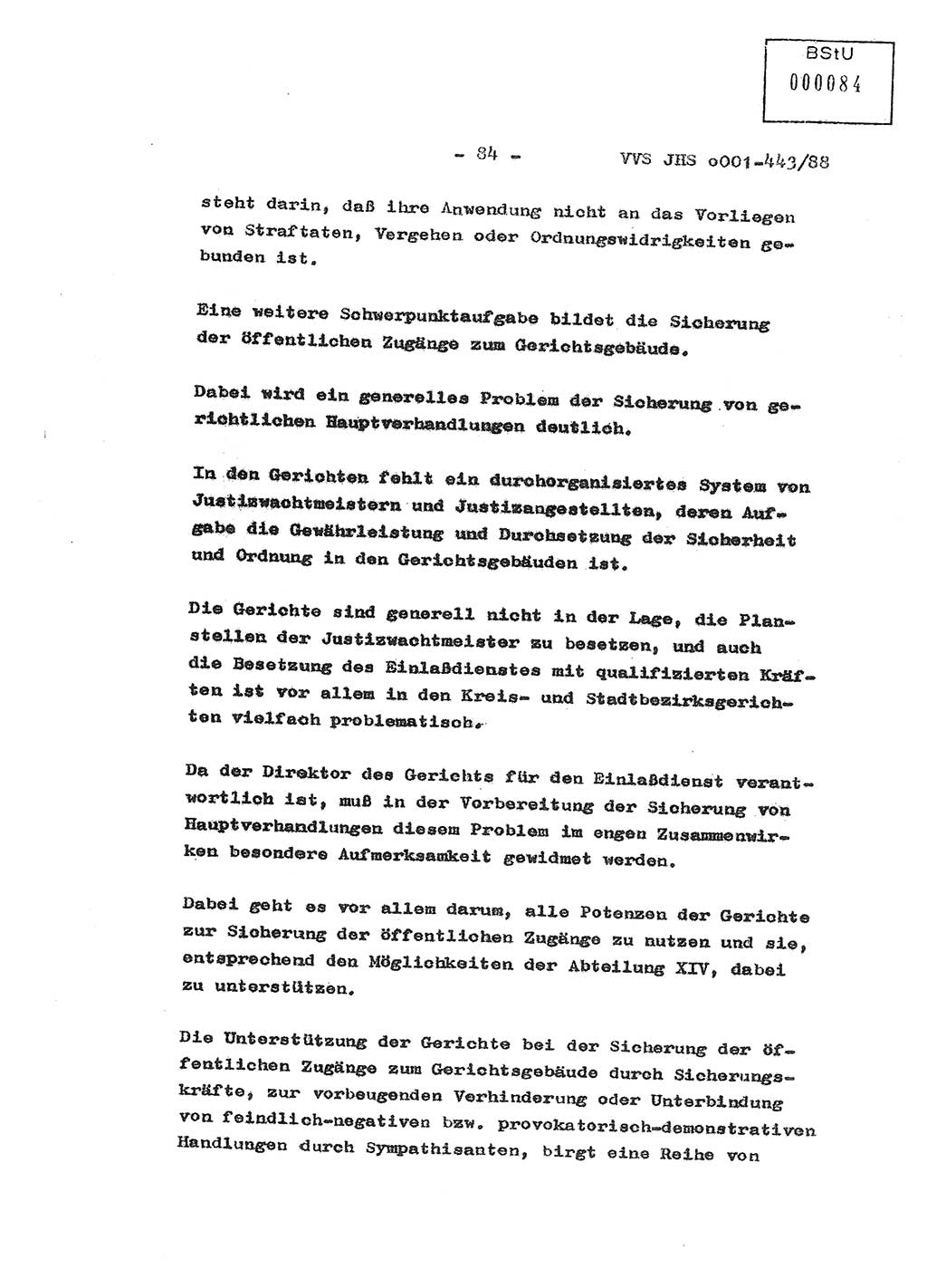 Diplomarbeit Hauptmann Michael Rast (Abt. ⅩⅣ), Major Bernd Rahaus (Abt. ⅩⅣ), Ministerium für Staatssicherheit (MfS) [Deutsche Demokratische Republik (DDR)], Juristische Hochschule (JHS), Vertrauliche Verschlußsache (VVS) o001-443/88, Potsdam 1988, Seite 84 (Dipl.-Arb. MfS DDR JHS VVS o001-443/88 1988, S. 84)