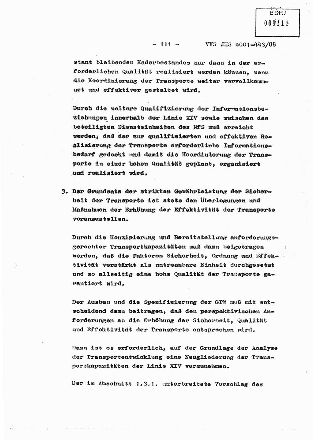 Diplomarbeit Hauptmann Michael Rast (Abt. ⅩⅣ), Major Bernd Rahaus (Abt. ⅩⅣ), Ministerium für Staatssicherheit (MfS) [Deutsche Demokratische Republik (DDR)], Juristische Hochschule (JHS), Vertrauliche Verschlußsache (VVS) o001-443/88, Potsdam 1988, Seite 111 (Dipl.-Arb. MfS DDR JHS VVS o001-443/88 1988, S. 111)