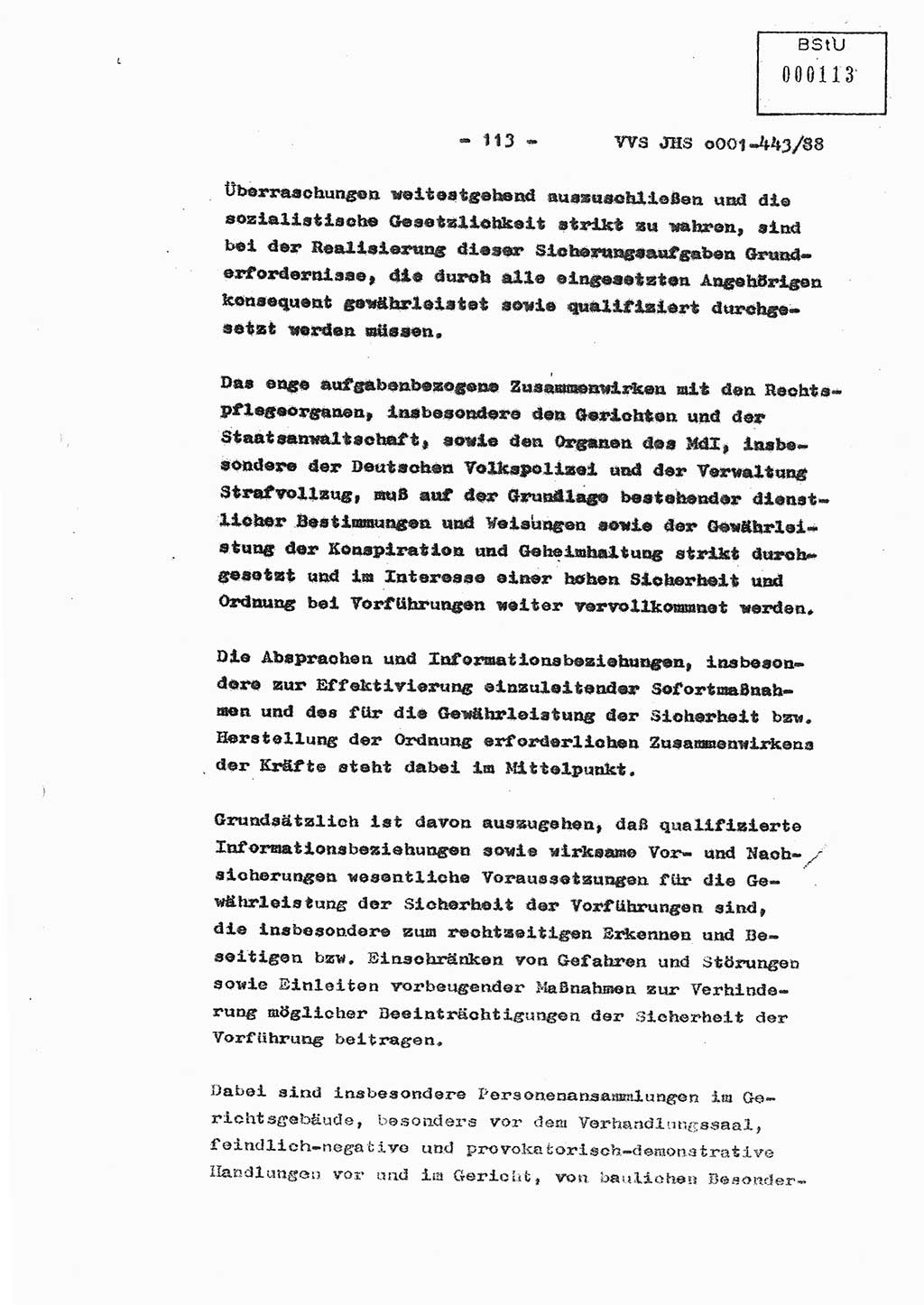 Diplomarbeit Hauptmann Michael Rast (Abt. ⅩⅣ), Major Bernd Rahaus (Abt. ⅩⅣ), Ministerium für Staatssicherheit (MfS) [Deutsche Demokratische Republik (DDR)], Juristische Hochschule (JHS), Vertrauliche Verschlußsache (VVS) o001-443/88, Potsdam 1988, Seite 113 (Dipl.-Arb. MfS DDR JHS VVS o001-443/88 1988, S. 113)