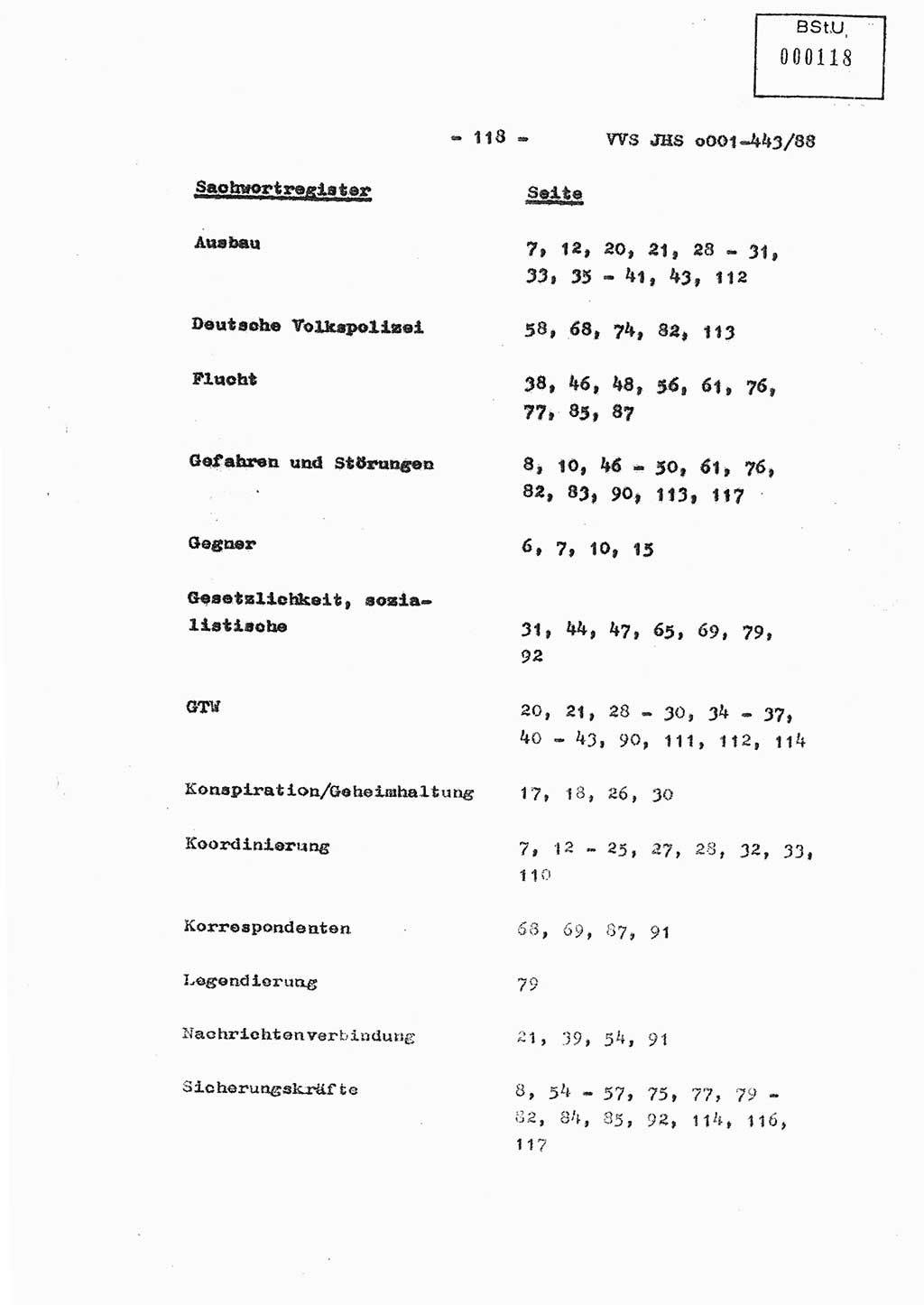 Diplomarbeit Hauptmann Michael Rast (Abt. ⅩⅣ), Major Bernd Rahaus (Abt. ⅩⅣ), Ministerium für Staatssicherheit (MfS) [Deutsche Demokratische Republik (DDR)], Juristische Hochschule (JHS), Vertrauliche Verschlußsache (VVS) o001-443/88, Potsdam 1988, Seite 118 (Dipl.-Arb. MfS DDR JHS VVS o001-443/88 1988, S. 118)