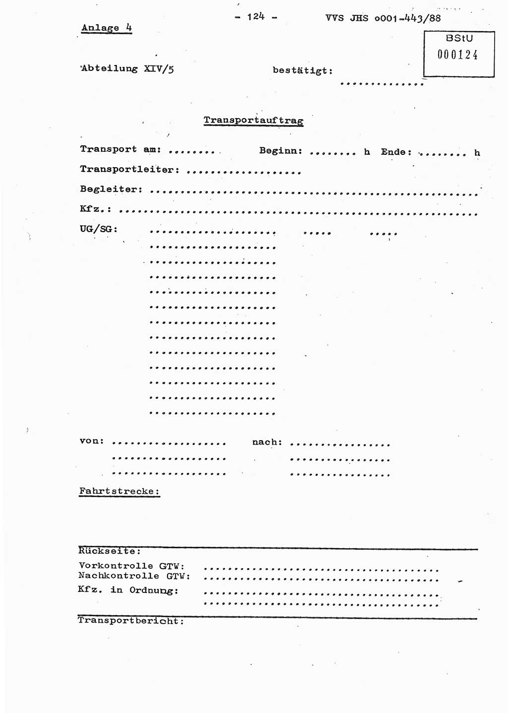 Diplomarbeit Hauptmann Michael Rast (Abt. ⅩⅣ), Major Bernd Rahaus (Abt. ⅩⅣ), Ministerium für Staatssicherheit (MfS) [Deutsche Demokratische Republik (DDR)], Juristische Hochschule (JHS), Vertrauliche Verschlußsache (VVS) o001-443/88, Potsdam 1988, Seite 124 (Dipl.-Arb. MfS DDR JHS VVS o001-443/88 1988, S. 124)