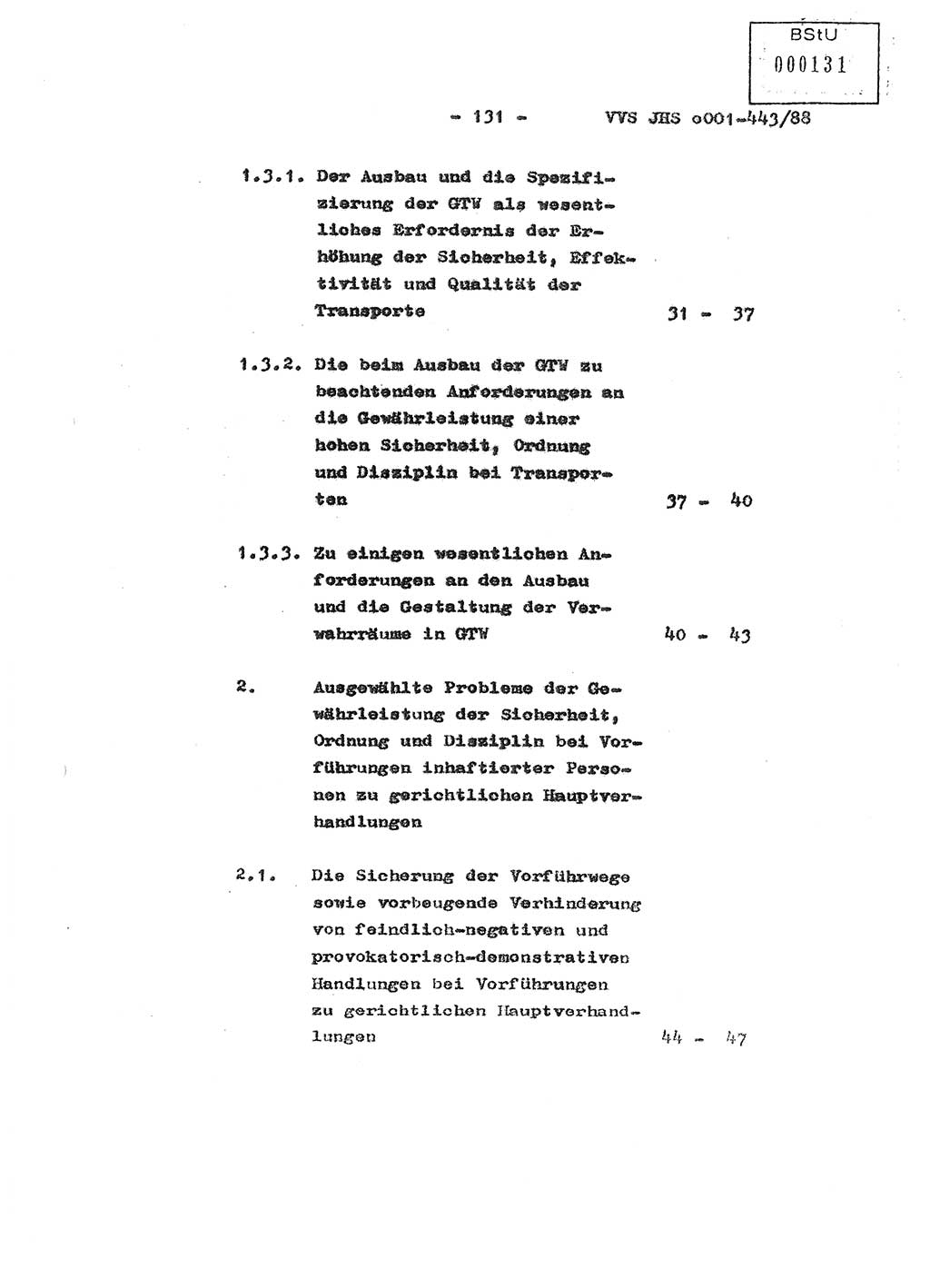 Diplomarbeit Hauptmann Michael Rast (Abt. ⅩⅣ), Major Bernd Rahaus (Abt. ⅩⅣ), Ministerium für Staatssicherheit (MfS) [Deutsche Demokratische Republik (DDR)], Juristische Hochschule (JHS), Vertrauliche Verschlußsache (VVS) o001-443/88, Potsdam 1988, Seite 131 (Dipl.-Arb. MfS DDR JHS VVS o001-443/88 1988, S. 131)