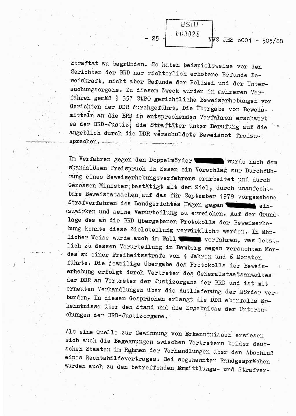 Diplomarbeit Leutnant Frank Schulze (HA Ⅸ/9), Ministerium für Staatssicherheit (MfS) [Deutsche Demokratische Republik (DDR)], Juristische Hochschule (JHS), Vertrauliche Verschlußsache (VVS) o001-505/88, Potsdam 1988, Seite 25 (Dipl.-Arb. MfS DDR JHS VVS o001-505/88 1988, S. 25)