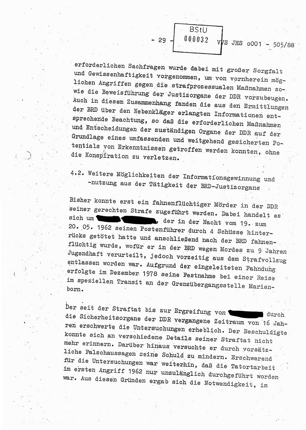 Diplomarbeit Leutnant Frank Schulze (HA Ⅸ/9), Ministerium für Staatssicherheit (MfS) [Deutsche Demokratische Republik (DDR)], Juristische Hochschule (JHS), Vertrauliche Verschlußsache (VVS) o001-505/88, Potsdam 1988, Seite 29 (Dipl.-Arb. MfS DDR JHS VVS o001-505/88 1988, S. 29)