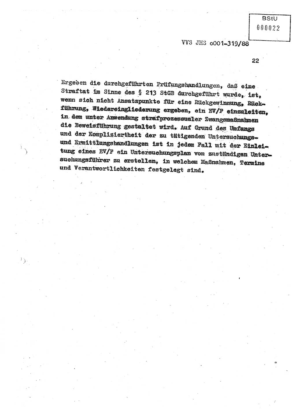 Diplomarbeit Offiziersschüler Holger Zirnstein (HA Ⅸ/9), Ministerium für Staatssicherheit (MfS) [Deutsche Demokratische Republik (DDR)], Juristische Hochschule (JHS), Vertrauliche Verschlußsache (VVS) o001-319/88, Potsdam 1988, Blatt 22 (Dipl.-Arb. MfS DDR JHS VVS o001-319/88 1988, Bl. 22)