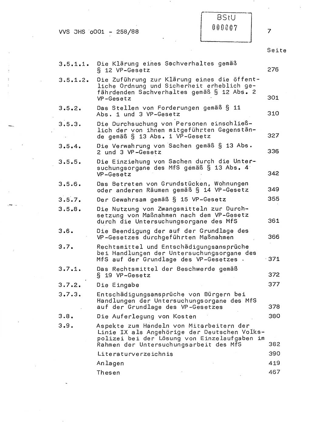 Dissertation, Oberleutnant Uwe Kärsten (JHS), Hauptmann Dr. Joachim Henkel (JHS), Oberstleutnant Werner Mählitz (Leiter der Abt. Ⅸ BV Rostock), Oberstleutnant Jürgen Tröge (HA Ⅸ/AKG), Oberstleutnant Winfried Ziegler (HA Ⅸ/9), Major Wolf-Rüdiger Wurzler (JHS), Ministerium für Staatssicherheit (MfS) [Deutsche Demokratische Republik (DDR)], Juristische Hochschule (JHS), Vertrauliche Verschlußsache (VVS) o001-258/88, Potsdam 1988, Seite 7 (Diss. MfS DDR JHS VVS o001-258/88 1988, S. 7)