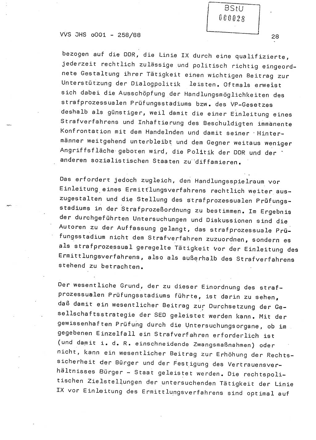 Dissertation, Oberleutnant Uwe Kärsten (JHS), Hauptmann Dr. Joachim Henkel (JHS), Oberstleutnant Werner Mählitz (Leiter der Abt. Ⅸ BV Rostock), Oberstleutnant Jürgen Tröge (HA Ⅸ/AKG), Oberstleutnant Winfried Ziegler (HA Ⅸ/9), Major Wolf-Rüdiger Wurzler (JHS), Ministerium für Staatssicherheit (MfS) [Deutsche Demokratische Republik (DDR)], Juristische Hochschule (JHS), Vertrauliche Verschlußsache (VVS) o001-258/88, Potsdam 1988, Seite 28 (Diss. MfS DDR JHS VVS o001-258/88 1988, S. 28)