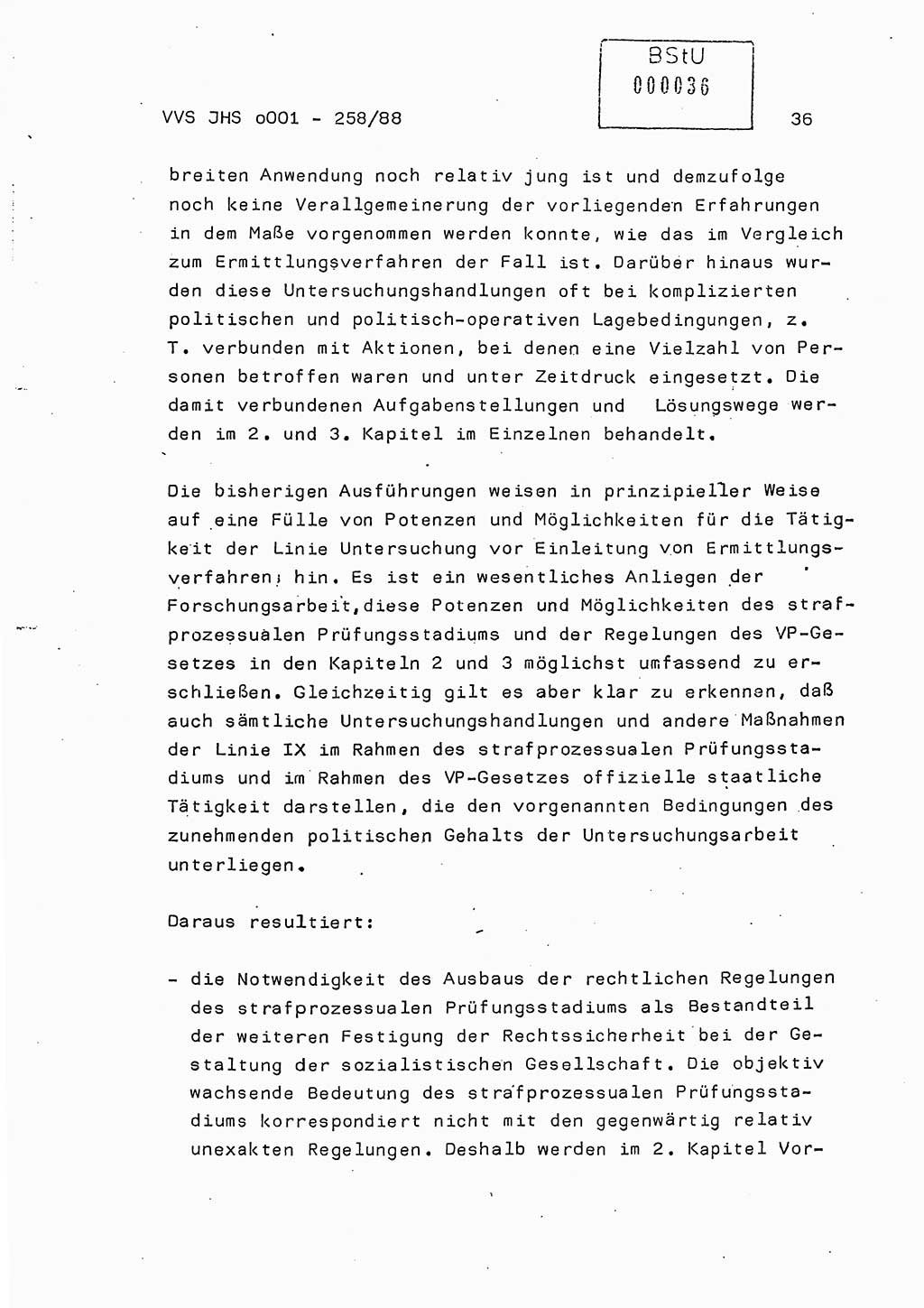 Dissertation, Oberleutnant Uwe Kärsten (JHS), Hauptmann Dr. Joachim Henkel (JHS), Oberstleutnant Werner Mählitz (Leiter der Abt. Ⅸ BV Rostock), Oberstleutnant Jürgen Tröge (HA Ⅸ/AKG), Oberstleutnant Winfried Ziegler (HA Ⅸ/9), Major Wolf-Rüdiger Wurzler (JHS), Ministerium für Staatssicherheit (MfS) [Deutsche Demokratische Republik (DDR)], Juristische Hochschule (JHS), Vertrauliche Verschlußsache (VVS) o001-258/88, Potsdam 1988, Seite 36 (Diss. MfS DDR JHS VVS o001-258/88 1988, S. 36)