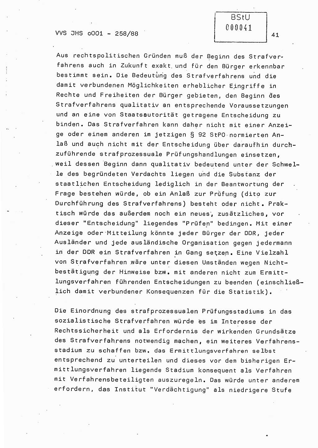 Dissertation, Oberleutnant Uwe Kärsten (JHS), Hauptmann Dr. Joachim Henkel (JHS), Oberstleutnant Werner Mählitz (Leiter der Abt. Ⅸ BV Rostock), Oberstleutnant Jürgen Tröge (HA Ⅸ/AKG), Oberstleutnant Winfried Ziegler (HA Ⅸ/9), Major Wolf-Rüdiger Wurzler (JHS), Ministerium für Staatssicherheit (MfS) [Deutsche Demokratische Republik (DDR)], Juristische Hochschule (JHS), Vertrauliche Verschlußsache (VVS) o001-258/88, Potsdam 1988, Seite 41 (Diss. MfS DDR JHS VVS o001-258/88 1988, S. 41)