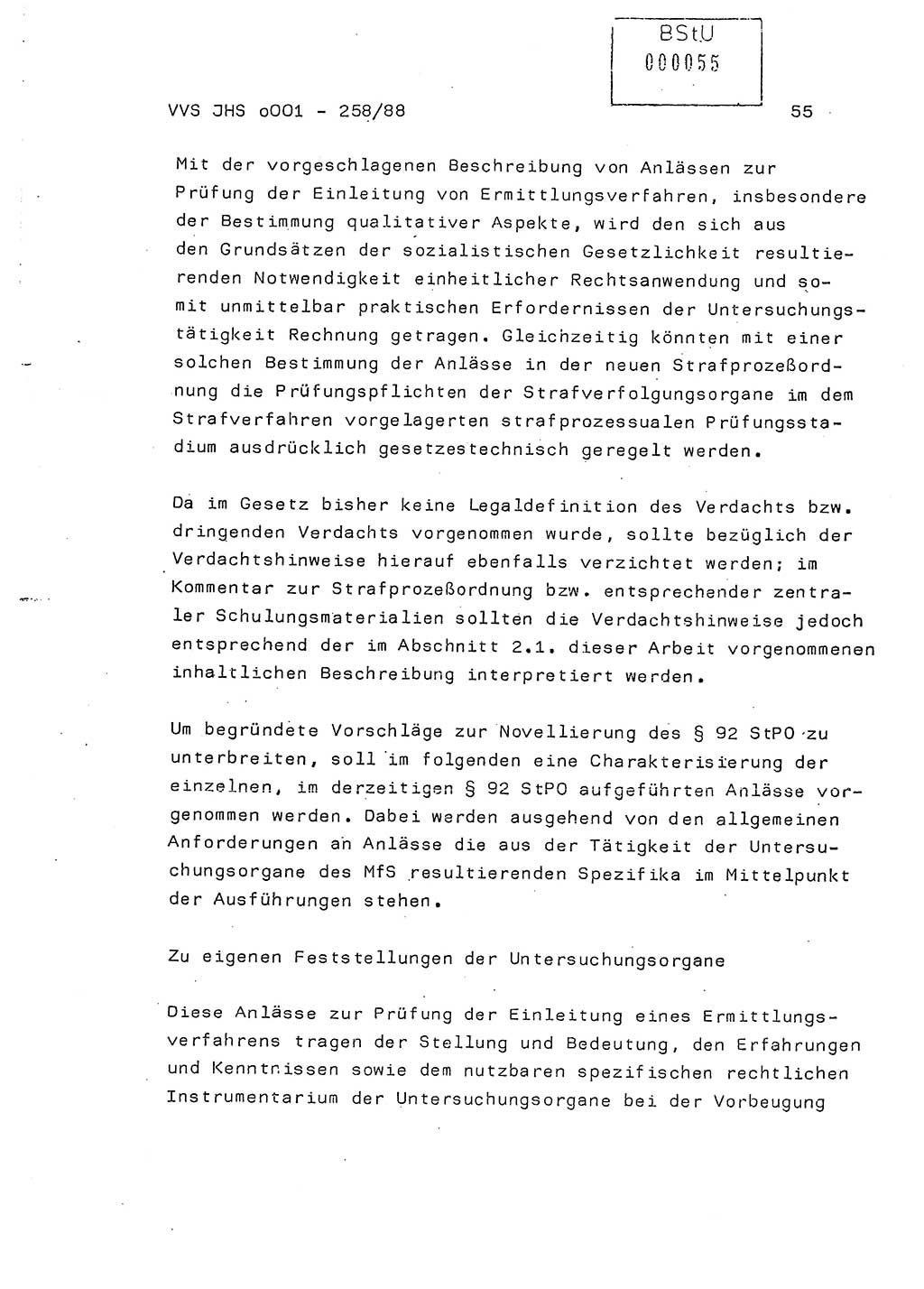 Dissertation, Oberleutnant Uwe Kärsten (JHS), Hauptmann Dr. Joachim Henkel (JHS), Oberstleutnant Werner Mählitz (Leiter der Abt. Ⅸ BV Rostock), Oberstleutnant Jürgen Tröge (HA Ⅸ/AKG), Oberstleutnant Winfried Ziegler (HA Ⅸ/9), Major Wolf-Rüdiger Wurzler (JHS), Ministerium für Staatssicherheit (MfS) [Deutsche Demokratische Republik (DDR)], Juristische Hochschule (JHS), Vertrauliche Verschlußsache (VVS) o001-258/88, Potsdam 1988, Seite 55 (Diss. MfS DDR JHS VVS o001-258/88 1988, S. 55)