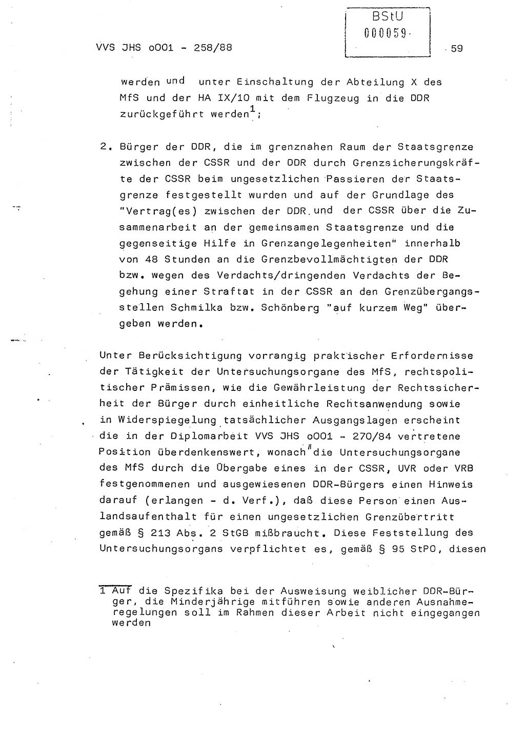 Dissertation, Oberleutnant Uwe Kärsten (JHS), Hauptmann Dr. Joachim Henkel (JHS), Oberstleutnant Werner Mählitz (Leiter der Abt. Ⅸ BV Rostock), Oberstleutnant Jürgen Tröge (HA Ⅸ/AKG), Oberstleutnant Winfried Ziegler (HA Ⅸ/9), Major Wolf-Rüdiger Wurzler (JHS), Ministerium für Staatssicherheit (MfS) [Deutsche Demokratische Republik (DDR)], Juristische Hochschule (JHS), Vertrauliche Verschlußsache (VVS) o001-258/88, Potsdam 1988, Seite 59 (Diss. MfS DDR JHS VVS o001-258/88 1988, S. 59)