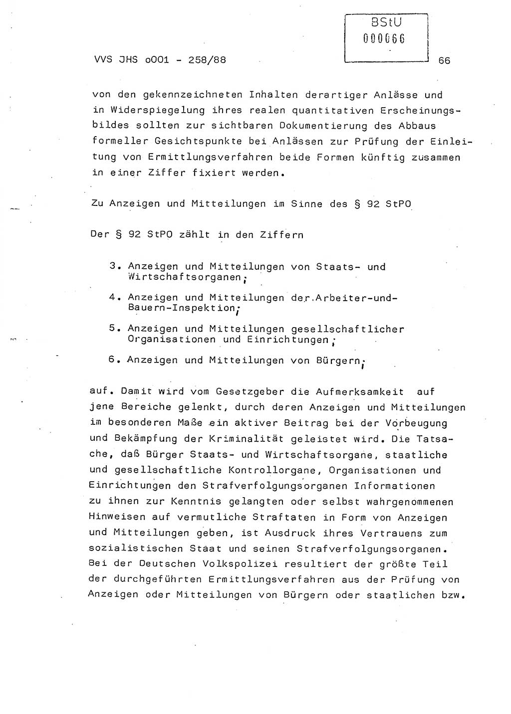 Dissertation, Oberleutnant Uwe Kärsten (JHS), Hauptmann Dr. Joachim Henkel (JHS), Oberstleutnant Werner Mählitz (Leiter der Abt. Ⅸ BV Rostock), Oberstleutnant Jürgen Tröge (HA Ⅸ/AKG), Oberstleutnant Winfried Ziegler (HA Ⅸ/9), Major Wolf-Rüdiger Wurzler (JHS), Ministerium für Staatssicherheit (MfS) [Deutsche Demokratische Republik (DDR)], Juristische Hochschule (JHS), Vertrauliche Verschlußsache (VVS) o001-258/88, Potsdam 1988, Seite 66 (Diss. MfS DDR JHS VVS o001-258/88 1988, S. 66)