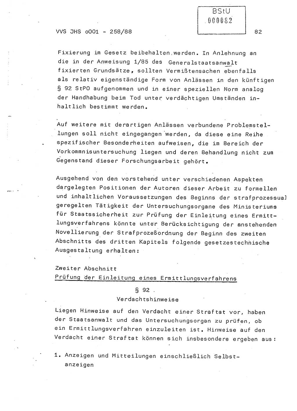 Dissertation, Oberleutnant Uwe Kärsten (JHS), Hauptmann Dr. Joachim Henkel (JHS), Oberstleutnant Werner Mählitz (Leiter der Abt. Ⅸ BV Rostock), Oberstleutnant Jürgen Tröge (HA Ⅸ/AKG), Oberstleutnant Winfried Ziegler (HA Ⅸ/9), Major Wolf-Rüdiger Wurzler (JHS), Ministerium für Staatssicherheit (MfS) [Deutsche Demokratische Republik (DDR)], Juristische Hochschule (JHS), Vertrauliche Verschlußsache (VVS) o001-258/88, Potsdam 1988, Seite 82 (Diss. MfS DDR JHS VVS o001-258/88 1988, S. 82)