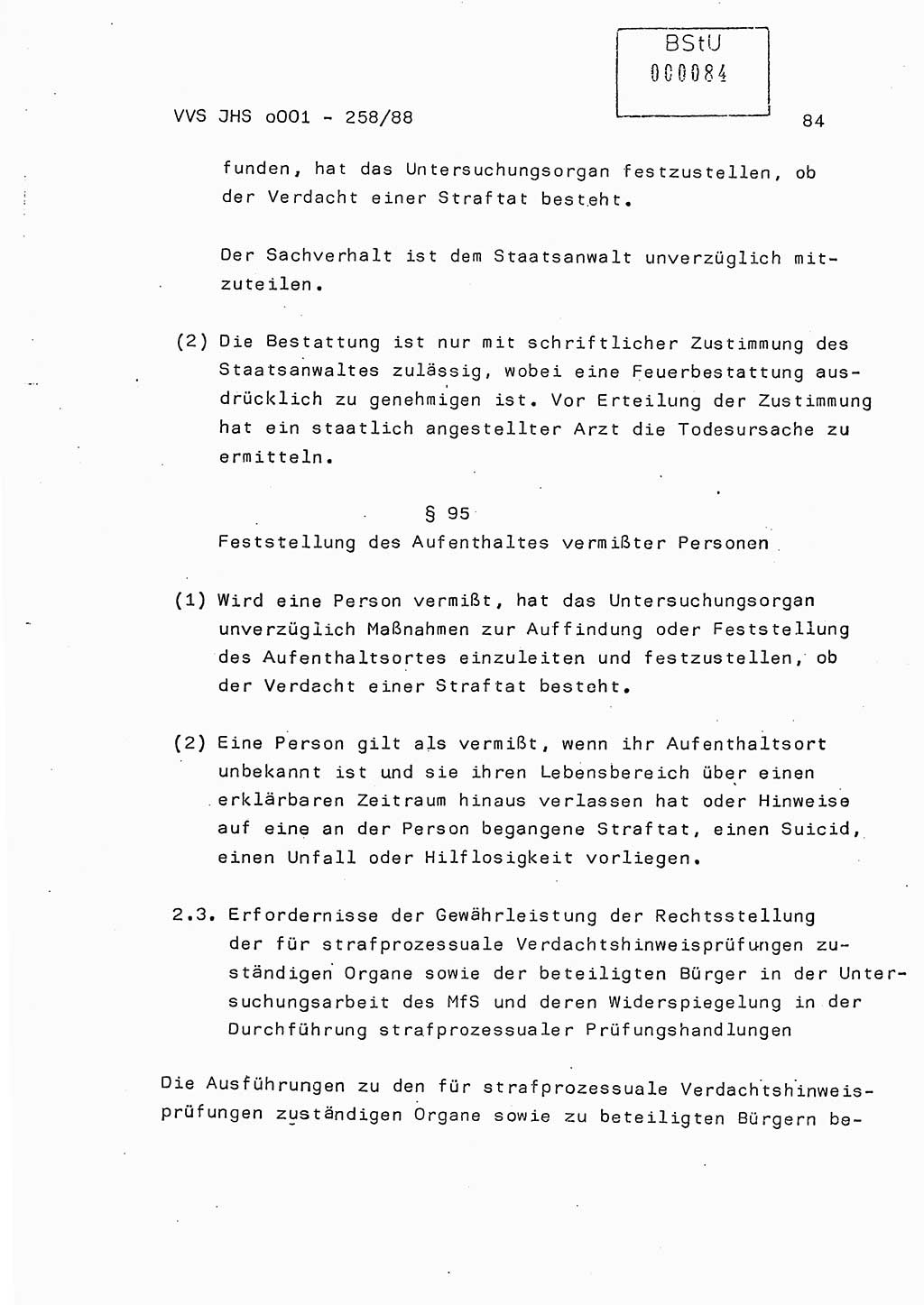 Dissertation, Oberleutnant Uwe Kärsten (JHS), Hauptmann Dr. Joachim Henkel (JHS), Oberstleutnant Werner Mählitz (Leiter der Abt. Ⅸ BV Rostock), Oberstleutnant Jürgen Tröge (HA Ⅸ/AKG), Oberstleutnant Winfried Ziegler (HA Ⅸ/9), Major Wolf-Rüdiger Wurzler (JHS), Ministerium für Staatssicherheit (MfS) [Deutsche Demokratische Republik (DDR)], Juristische Hochschule (JHS), Vertrauliche Verschlußsache (VVS) o001-258/88, Potsdam 1988, Seite 84 (Diss. MfS DDR JHS VVS o001-258/88 1988, S. 84)