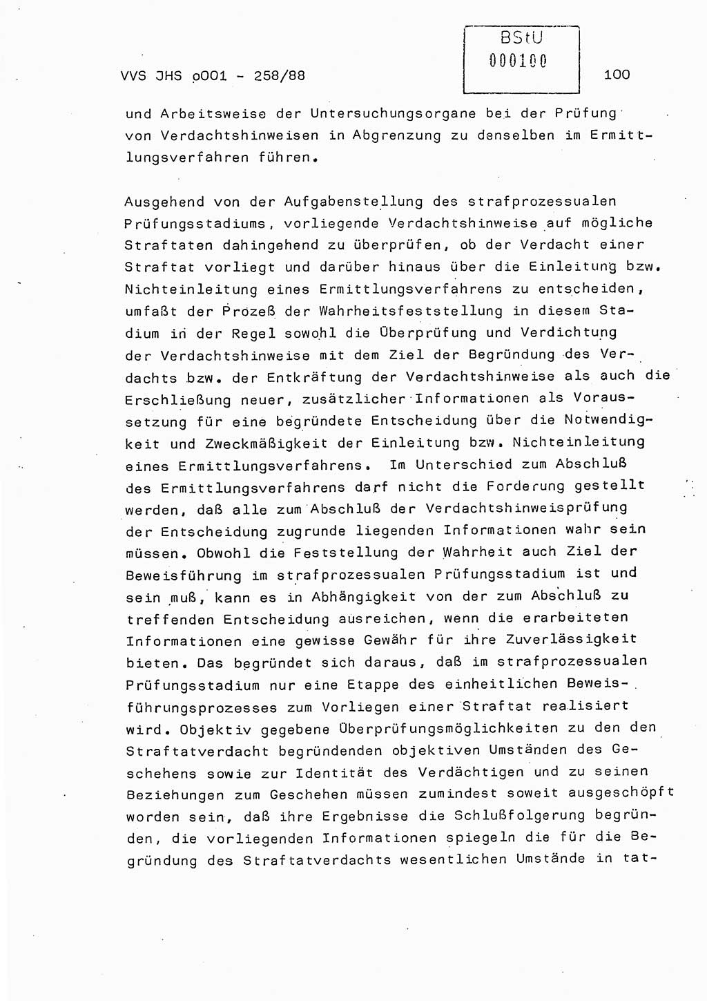 Dissertation, Oberleutnant Uwe Kärsten (JHS), Hauptmann Dr. Joachim Henkel (JHS), Oberstleutnant Werner Mählitz (Leiter der Abt. Ⅸ BV Rostock), Oberstleutnant Jürgen Tröge (HA Ⅸ/AKG), Oberstleutnant Winfried Ziegler (HA Ⅸ/9), Major Wolf-Rüdiger Wurzler (JHS), Ministerium für Staatssicherheit (MfS) [Deutsche Demokratische Republik (DDR)], Juristische Hochschule (JHS), Vertrauliche Verschlußsache (VVS) o001-258/88, Potsdam 1988, Seite 100 (Diss. MfS DDR JHS VVS o001-258/88 1988, S. 100)