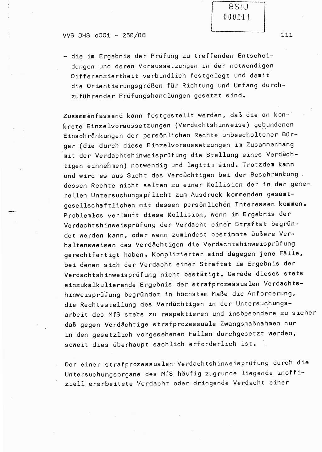 Dissertation, Oberleutnant Uwe Kärsten (JHS), Hauptmann Dr. Joachim Henkel (JHS), Oberstleutnant Werner Mählitz (Leiter der Abt. Ⅸ BV Rostock), Oberstleutnant Jürgen Tröge (HA Ⅸ/AKG), Oberstleutnant Winfried Ziegler (HA Ⅸ/9), Major Wolf-Rüdiger Wurzler (JHS), Ministerium für Staatssicherheit (MfS) [Deutsche Demokratische Republik (DDR)], Juristische Hochschule (JHS), Vertrauliche Verschlußsache (VVS) o001-258/88, Potsdam 1988, Seite 111 (Diss. MfS DDR JHS VVS o001-258/88 1988, S. 111)