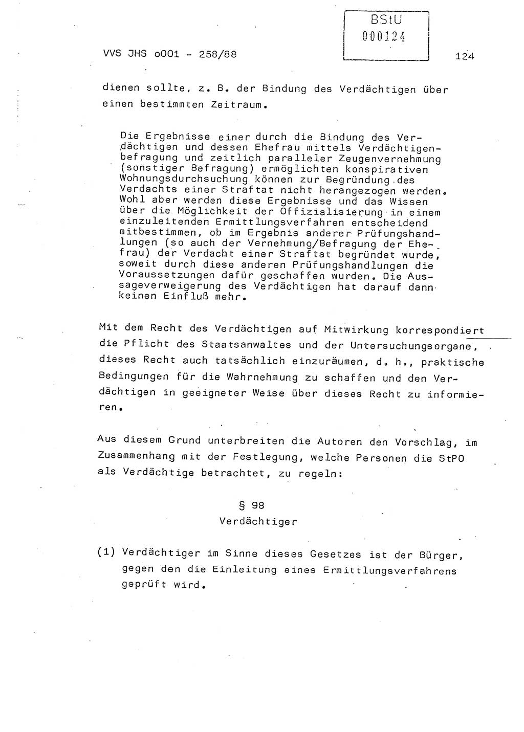 Dissertation, Oberleutnant Uwe Kärsten (JHS), Hauptmann Dr. Joachim Henkel (JHS), Oberstleutnant Werner Mählitz (Leiter der Abt. Ⅸ BV Rostock), Oberstleutnant Jürgen Tröge (HA Ⅸ/AKG), Oberstleutnant Winfried Ziegler (HA Ⅸ/9), Major Wolf-Rüdiger Wurzler (JHS), Ministerium für Staatssicherheit (MfS) [Deutsche Demokratische Republik (DDR)], Juristische Hochschule (JHS), Vertrauliche Verschlußsache (VVS) o001-258/88, Potsdam 1988, Seite 124 (Diss. MfS DDR JHS VVS o001-258/88 1988, S. 124)