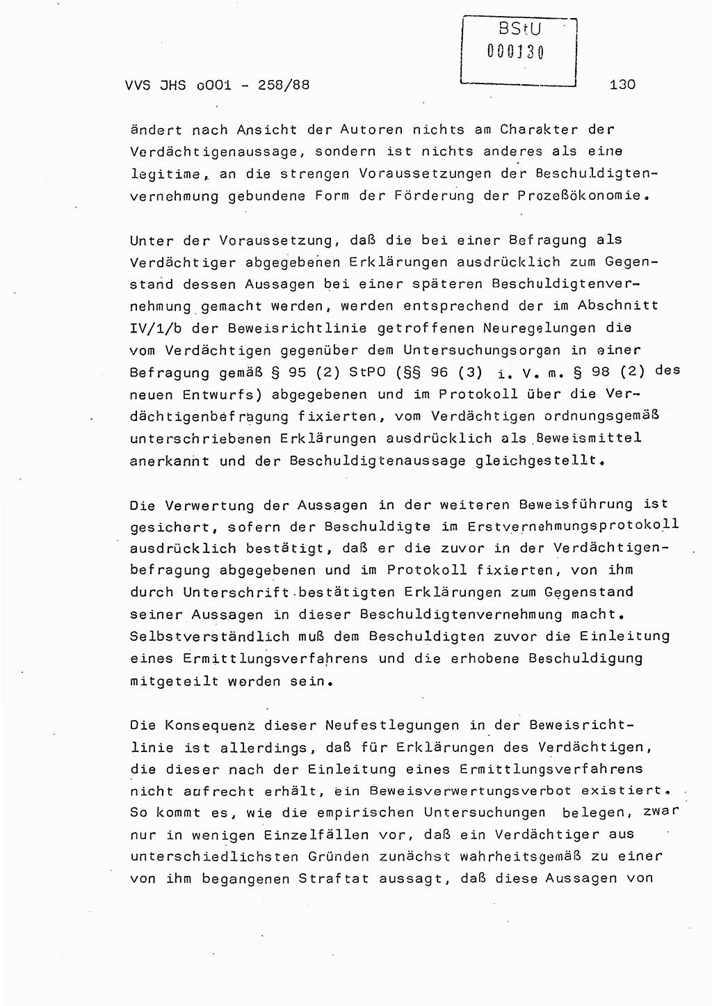 Dissertation, Oberleutnant Uwe Kärsten (JHS), Hauptmann Dr. Joachim Henkel (JHS), Oberstleutnant Werner Mählitz (Leiter der Abt. Ⅸ BV Rostock), Oberstleutnant Jürgen Tröge (HA Ⅸ/AKG), Oberstleutnant Winfried Ziegler (HA Ⅸ/9), Major Wolf-Rüdiger Wurzler (JHS), Ministerium für Staatssicherheit (MfS) [Deutsche Demokratische Republik (DDR)], Juristische Hochschule (JHS), Vertrauliche Verschlußsache (VVS) o001-258/88, Potsdam 1988, Seite 130 (Diss. MfS DDR JHS VVS o001-258/88 1988, S. 130)