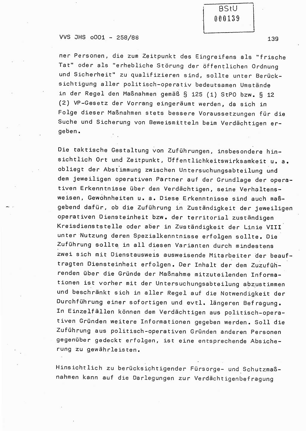 Dissertation, Oberleutnant Uwe Kärsten (JHS), Hauptmann Dr. Joachim Henkel (JHS), Oberstleutnant Werner Mählitz (Leiter der Abt. Ⅸ BV Rostock), Oberstleutnant Jürgen Tröge (HA Ⅸ/AKG), Oberstleutnant Winfried Ziegler (HA Ⅸ/9), Major Wolf-Rüdiger Wurzler (JHS), Ministerium für Staatssicherheit (MfS) [Deutsche Demokratische Republik (DDR)], Juristische Hochschule (JHS), Vertrauliche Verschlußsache (VVS) o001-258/88, Potsdam 1988, Seite 139 (Diss. MfS DDR JHS VVS o001-258/88 1988, S. 139)