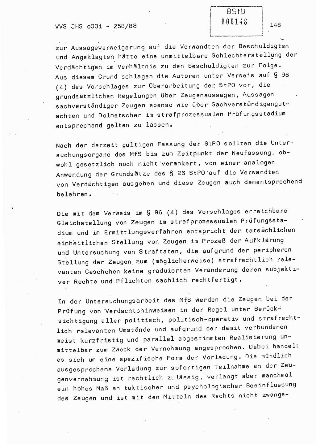 Dissertation, Oberleutnant Uwe Kärsten (JHS), Hauptmann Dr. Joachim Henkel (JHS), Oberstleutnant Werner Mählitz (Leiter der Abt. Ⅸ BV Rostock), Oberstleutnant Jürgen Tröge (HA Ⅸ/AKG), Oberstleutnant Winfried Ziegler (HA Ⅸ/9), Major Wolf-Rüdiger Wurzler (JHS), Ministerium für Staatssicherheit (MfS) [Deutsche Demokratische Republik (DDR)], Juristische Hochschule (JHS), Vertrauliche Verschlußsache (VVS) o001-258/88, Potsdam 1988, Seite 148 (Diss. MfS DDR JHS VVS o001-258/88 1988, S. 148)