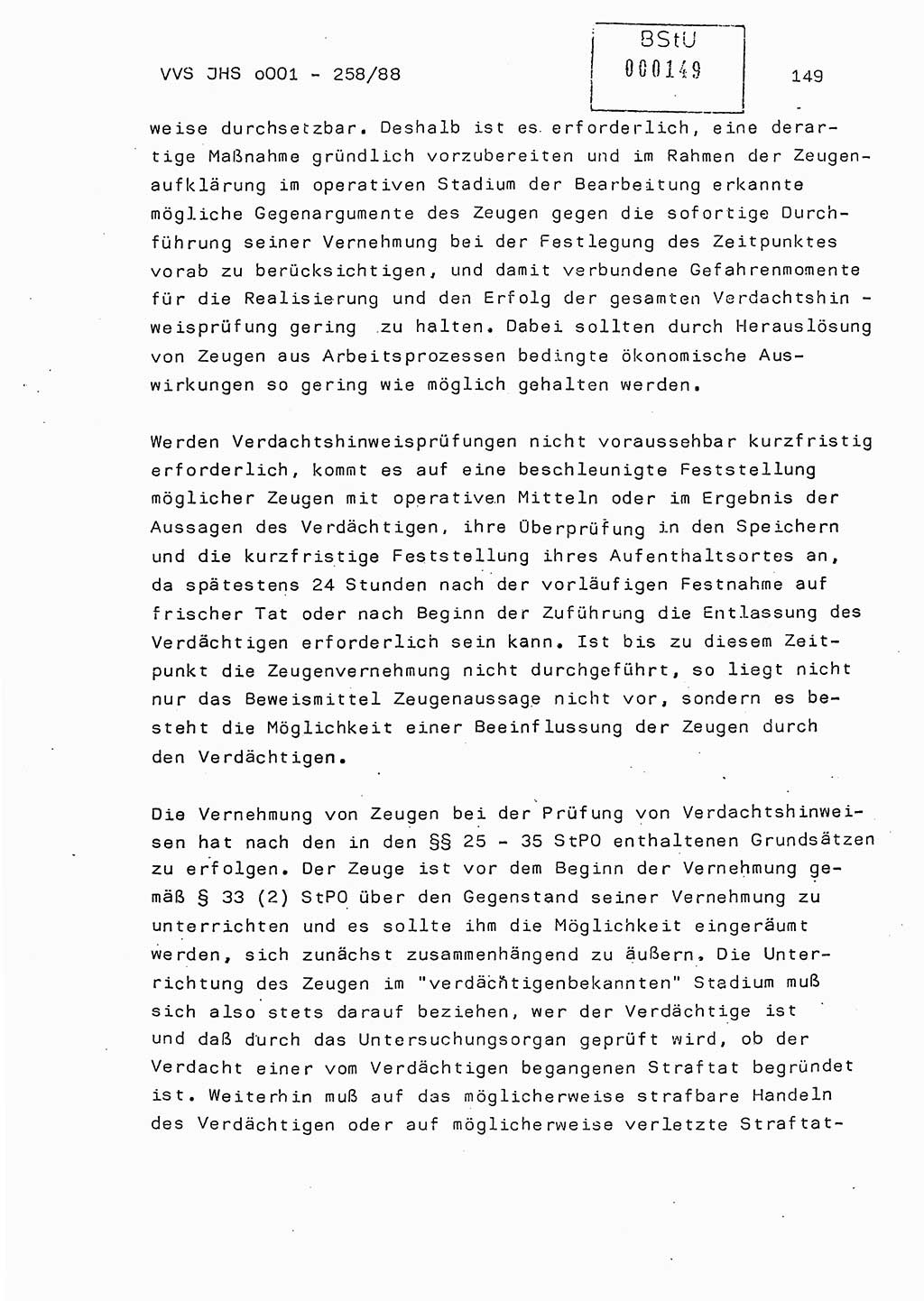 Dissertation, Oberleutnant Uwe Kärsten (JHS), Hauptmann Dr. Joachim Henkel (JHS), Oberstleutnant Werner Mählitz (Leiter der Abt. Ⅸ BV Rostock), Oberstleutnant Jürgen Tröge (HA Ⅸ/AKG), Oberstleutnant Winfried Ziegler (HA Ⅸ/9), Major Wolf-Rüdiger Wurzler (JHS), Ministerium für Staatssicherheit (MfS) [Deutsche Demokratische Republik (DDR)], Juristische Hochschule (JHS), Vertrauliche Verschlußsache (VVS) o001-258/88, Potsdam 1988, Seite 149 (Diss. MfS DDR JHS VVS o001-258/88 1988, S. 149)