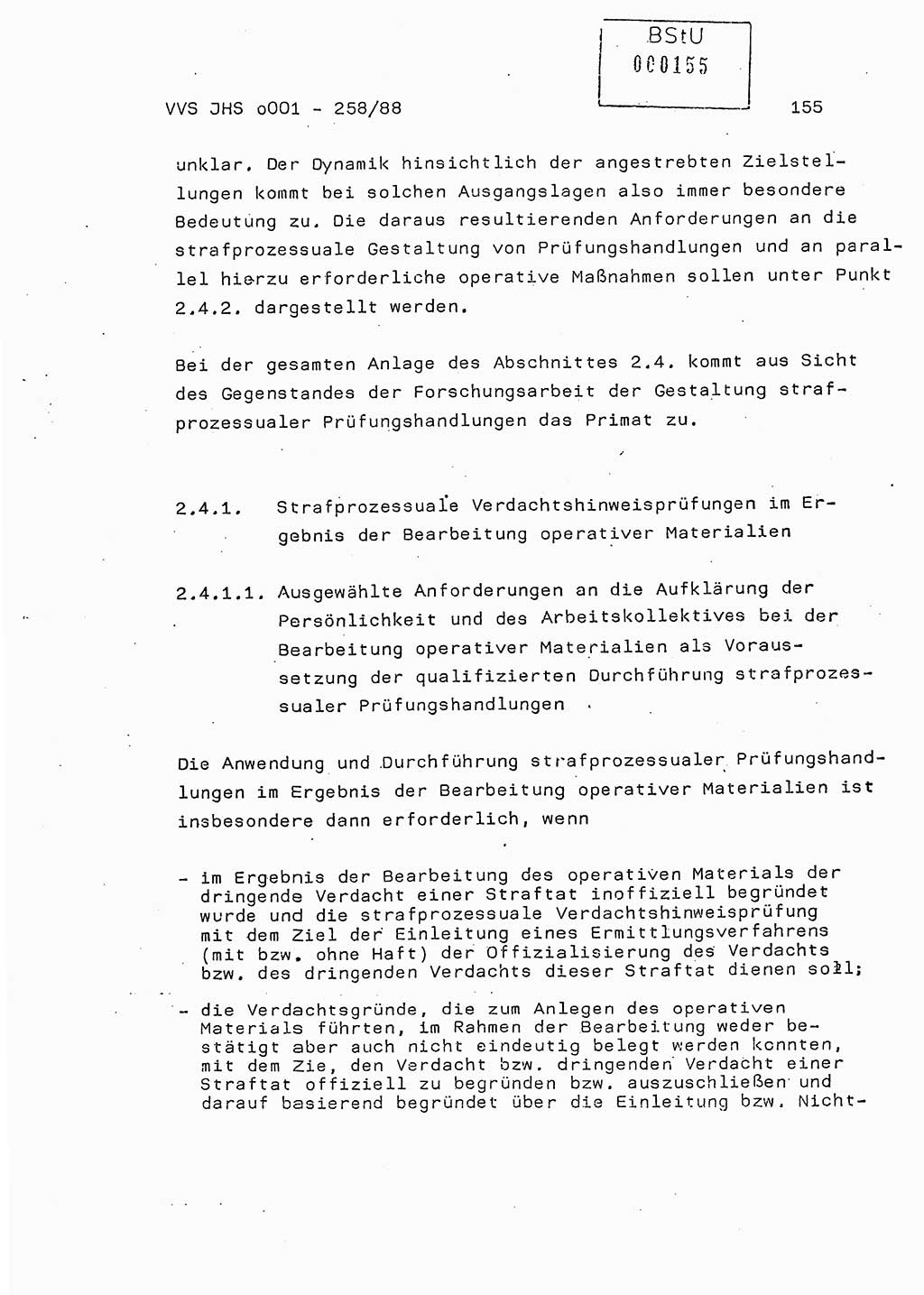 Dissertation, Oberleutnant Uwe Kärsten (JHS), Hauptmann Dr. Joachim Henkel (JHS), Oberstleutnant Werner Mählitz (Leiter der Abt. Ⅸ BV Rostock), Oberstleutnant Jürgen Tröge (HA Ⅸ/AKG), Oberstleutnant Winfried Ziegler (HA Ⅸ/9), Major Wolf-Rüdiger Wurzler (JHS), Ministerium für Staatssicherheit (MfS) [Deutsche Demokratische Republik (DDR)], Juristische Hochschule (JHS), Vertrauliche Verschlußsache (VVS) o001-258/88, Potsdam 1988, Seite 155 (Diss. MfS DDR JHS VVS o001-258/88 1988, S. 155)