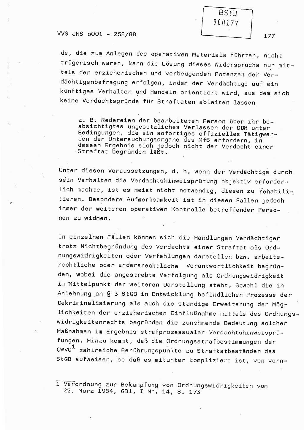 Dissertation, Oberleutnant Uwe Kärsten (JHS), Hauptmann Dr. Joachim Henkel (JHS), Oberstleutnant Werner Mählitz (Leiter der Abt. Ⅸ BV Rostock), Oberstleutnant Jürgen Tröge (HA Ⅸ/AKG), Oberstleutnant Winfried Ziegler (HA Ⅸ/9), Major Wolf-Rüdiger Wurzler (JHS), Ministerium für Staatssicherheit (MfS) [Deutsche Demokratische Republik (DDR)], Juristische Hochschule (JHS), Vertrauliche Verschlußsache (VVS) o001-258/88, Potsdam 1988, Seite 177 (Diss. MfS DDR JHS VVS o001-258/88 1988, S. 177)