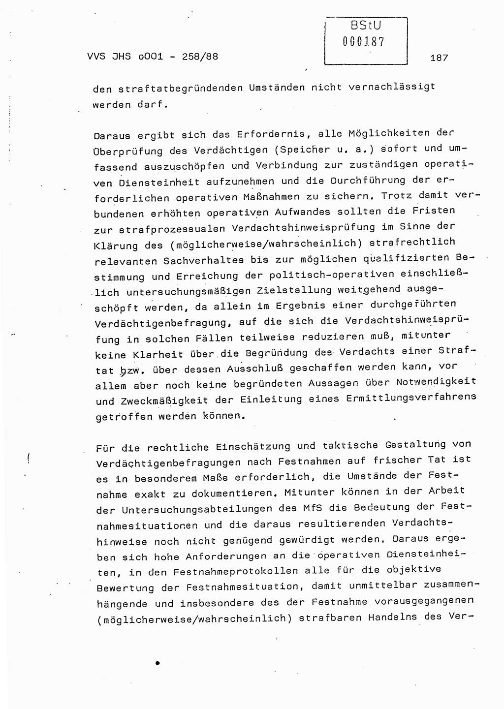 Dissertation, Oberleutnant Uwe Kärsten (JHS), Hauptmann Dr. Joachim Henkel (JHS), Oberstleutnant Werner Mählitz (Leiter der Abt. Ⅸ BV Rostock), Oberstleutnant Jürgen Tröge (HA Ⅸ/AKG), Oberstleutnant Winfried Ziegler (HA Ⅸ/9), Major Wolf-Rüdiger Wurzler (JHS), Ministerium für Staatssicherheit (MfS) [Deutsche Demokratische Republik (DDR)], Juristische Hochschule (JHS), Vertrauliche Verschlußsache (VVS) o001-258/88, Potsdam 1988, Seite 187 (Diss. MfS DDR JHS VVS o001-258/88 1988, S. 187)