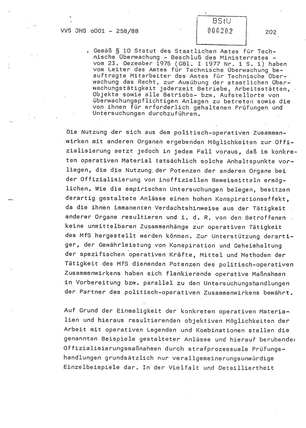 Dissertation, Oberleutnant Uwe Kärsten (JHS), Hauptmann Dr. Joachim Henkel (JHS), Oberstleutnant Werner Mählitz (Leiter der Abt. Ⅸ BV Rostock), Oberstleutnant Jürgen Tröge (HA Ⅸ/AKG), Oberstleutnant Winfried Ziegler (HA Ⅸ/9), Major Wolf-Rüdiger Wurzler (JHS), Ministerium für Staatssicherheit (MfS) [Deutsche Demokratische Republik (DDR)], Juristische Hochschule (JHS), Vertrauliche Verschlußsache (VVS) o001-258/88, Potsdam 1988, Seite 202 (Diss. MfS DDR JHS VVS o001-258/88 1988, S. 202)