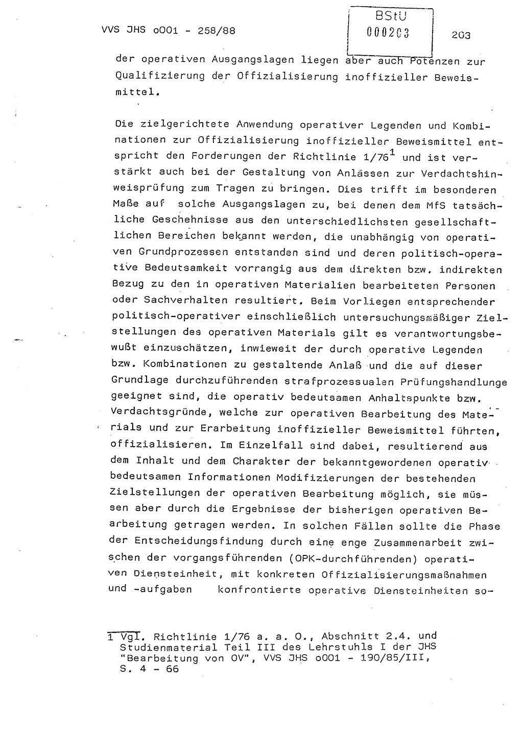 Dissertation, Oberleutnant Uwe Kärsten (JHS), Hauptmann Dr. Joachim Henkel (JHS), Oberstleutnant Werner Mählitz (Leiter der Abt. Ⅸ BV Rostock), Oberstleutnant Jürgen Tröge (HA Ⅸ/AKG), Oberstleutnant Winfried Ziegler (HA Ⅸ/9), Major Wolf-Rüdiger Wurzler (JHS), Ministerium für Staatssicherheit (MfS) [Deutsche Demokratische Republik (DDR)], Juristische Hochschule (JHS), Vertrauliche Verschlußsache (VVS) o001-258/88, Potsdam 1988, Seite 203 (Diss. MfS DDR JHS VVS o001-258/88 1988, S. 203)