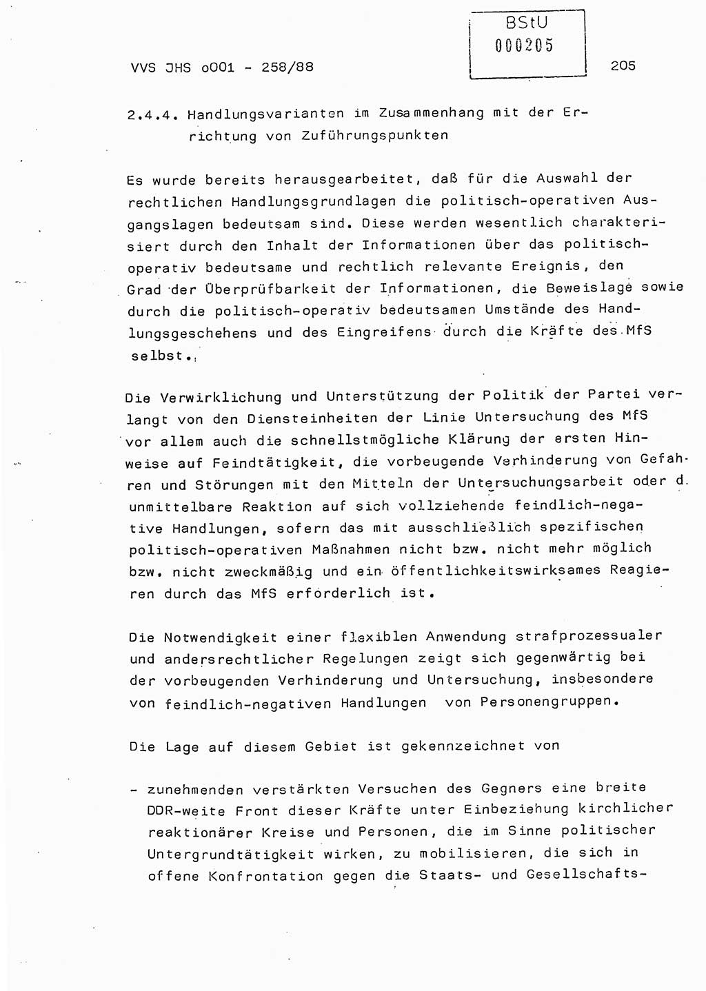 Dissertation, Oberleutnant Uwe Kärsten (JHS), Hauptmann Dr. Joachim Henkel (JHS), Oberstleutnant Werner Mählitz (Leiter der Abt. Ⅸ BV Rostock), Oberstleutnant Jürgen Tröge (HA Ⅸ/AKG), Oberstleutnant Winfried Ziegler (HA Ⅸ/9), Major Wolf-Rüdiger Wurzler (JHS), Ministerium für Staatssicherheit (MfS) [Deutsche Demokratische Republik (DDR)], Juristische Hochschule (JHS), Vertrauliche Verschlußsache (VVS) o001-258/88, Potsdam 1988, Seite 205 (Diss. MfS DDR JHS VVS o001-258/88 1988, S. 205)