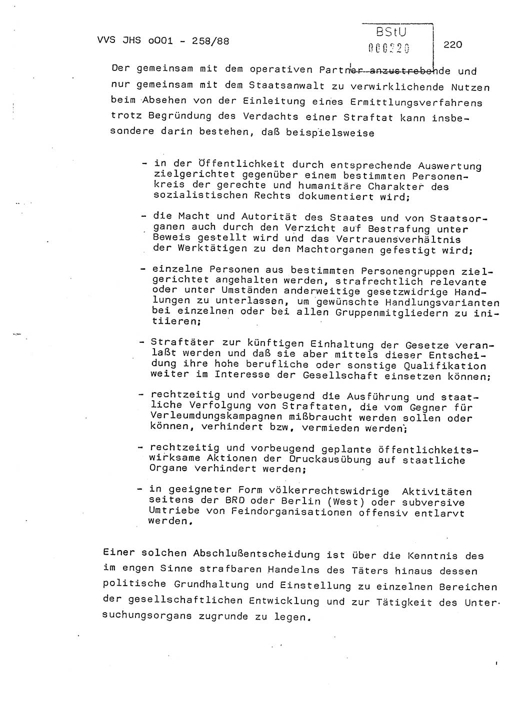 Dissertation, Oberleutnant Uwe Kärsten (JHS), Hauptmann Dr. Joachim Henkel (JHS), Oberstleutnant Werner Mählitz (Leiter der Abt. Ⅸ BV Rostock), Oberstleutnant Jürgen Tröge (HA Ⅸ/AKG), Oberstleutnant Winfried Ziegler (HA Ⅸ/9), Major Wolf-Rüdiger Wurzler (JHS), Ministerium für Staatssicherheit (MfS) [Deutsche Demokratische Republik (DDR)], Juristische Hochschule (JHS), Vertrauliche Verschlußsache (VVS) o001-258/88, Potsdam 1988, Seite 219 (Diss. MfS DDR JHS VVS o001-258/88 1988, S. 219)