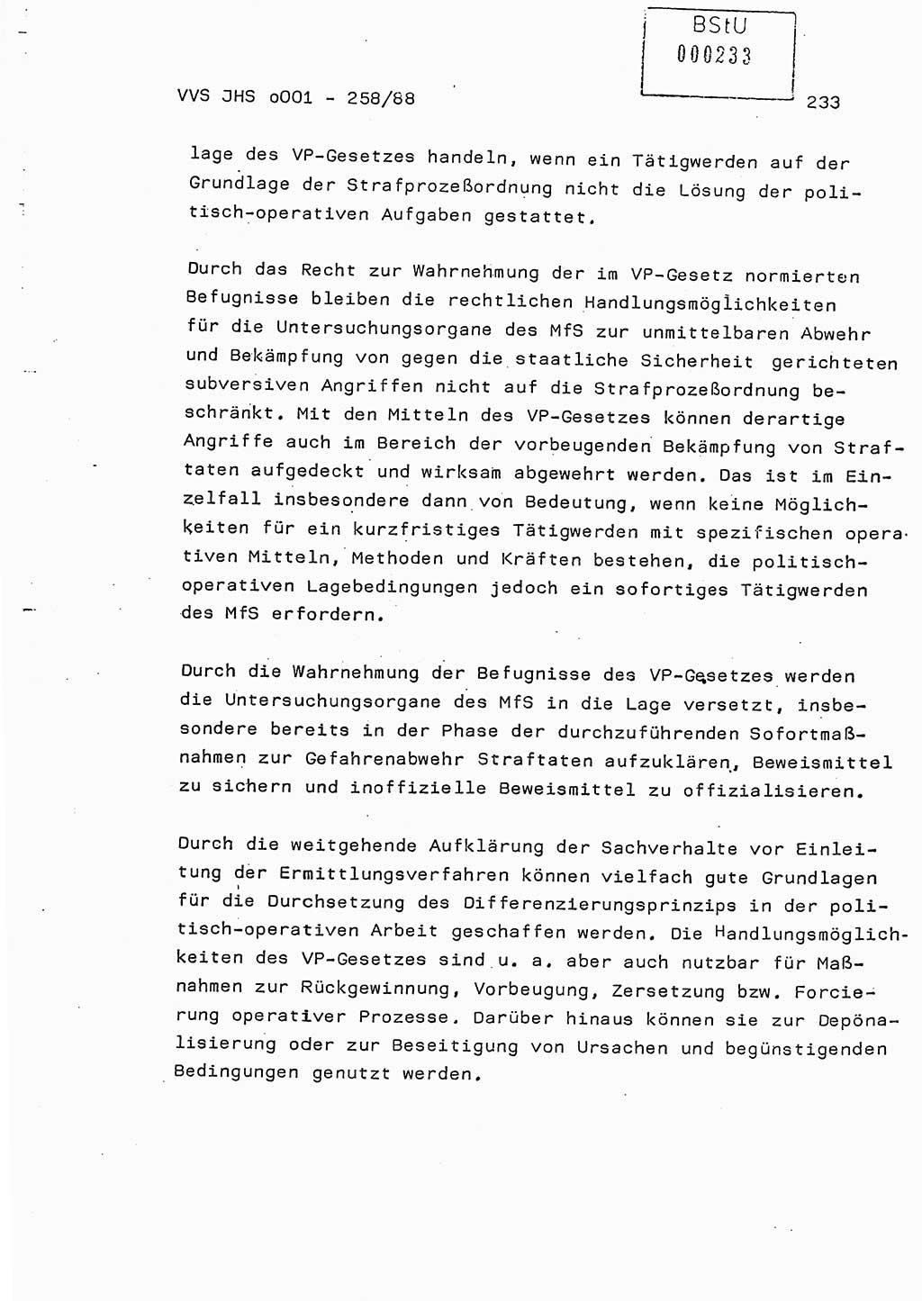 Dissertation, Oberleutnant Uwe Kärsten (JHS), Hauptmann Dr. Joachim Henkel (JHS), Oberstleutnant Werner Mählitz (Leiter der Abt. Ⅸ BV Rostock), Oberstleutnant Jürgen Tröge (HA Ⅸ/AKG), Oberstleutnant Winfried Ziegler (HA Ⅸ/9), Major Wolf-Rüdiger Wurzler (JHS), Ministerium für Staatssicherheit (MfS) [Deutsche Demokratische Republik (DDR)], Juristische Hochschule (JHS), Vertrauliche Verschlußsache (VVS) o001-258/88, Potsdam 1988, Seite 232 (Diss. MfS DDR JHS VVS o001-258/88 1988, S. 232)