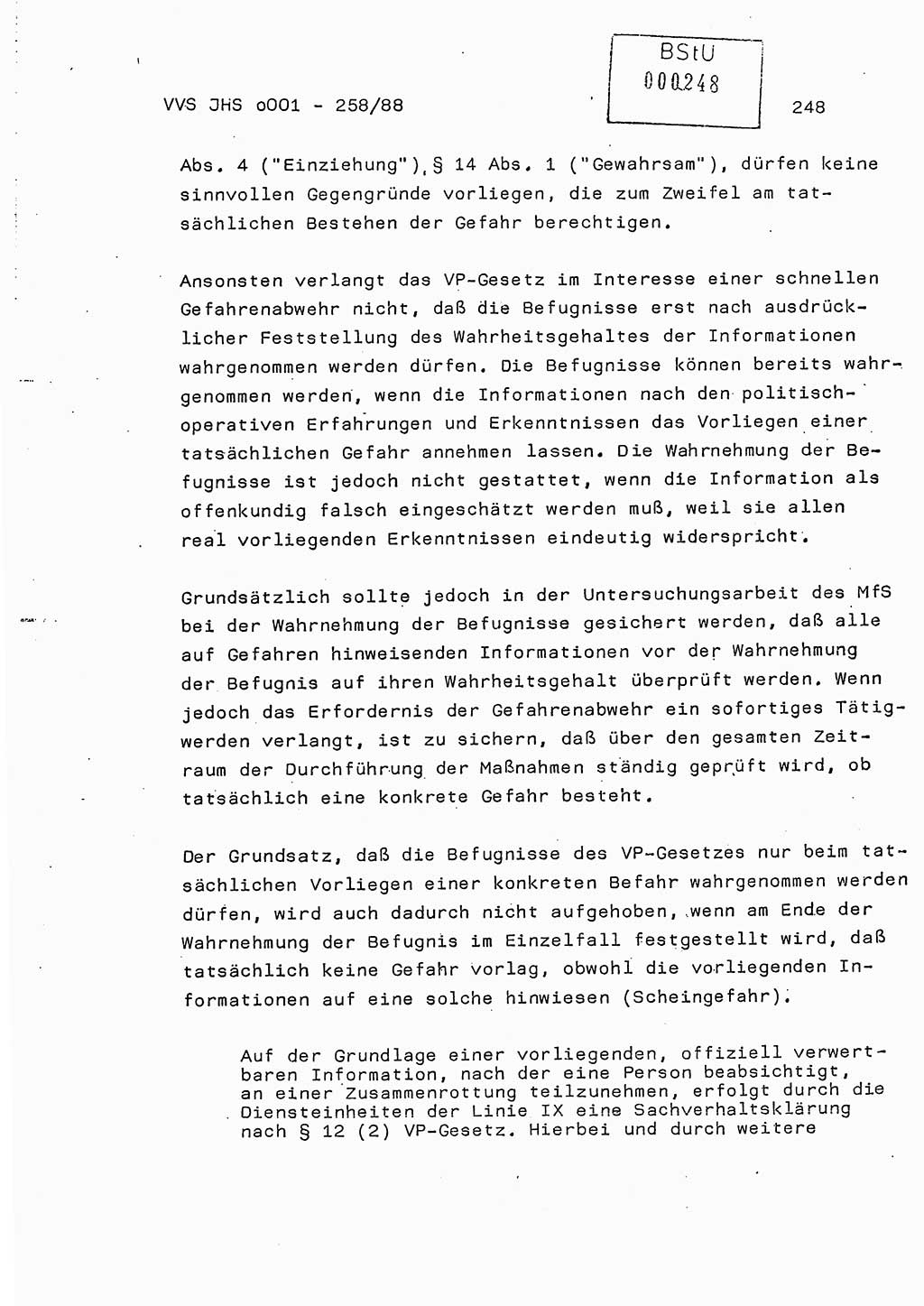 Dissertation, Oberleutnant Uwe Kärsten (JHS), Hauptmann Dr. Joachim Henkel (JHS), Oberstleutnant Werner Mählitz (Leiter der Abt. Ⅸ BV Rostock), Oberstleutnant Jürgen Tröge (HA Ⅸ/AKG), Oberstleutnant Winfried Ziegler (HA Ⅸ/9), Major Wolf-Rüdiger Wurzler (JHS), Ministerium für Staatssicherheit (MfS) [Deutsche Demokratische Republik (DDR)], Juristische Hochschule (JHS), Vertrauliche Verschlußsache (VVS) o001-258/88, Potsdam 1988, Seite 247 (Diss. MfS DDR JHS VVS o001-258/88 1988, S. 247)