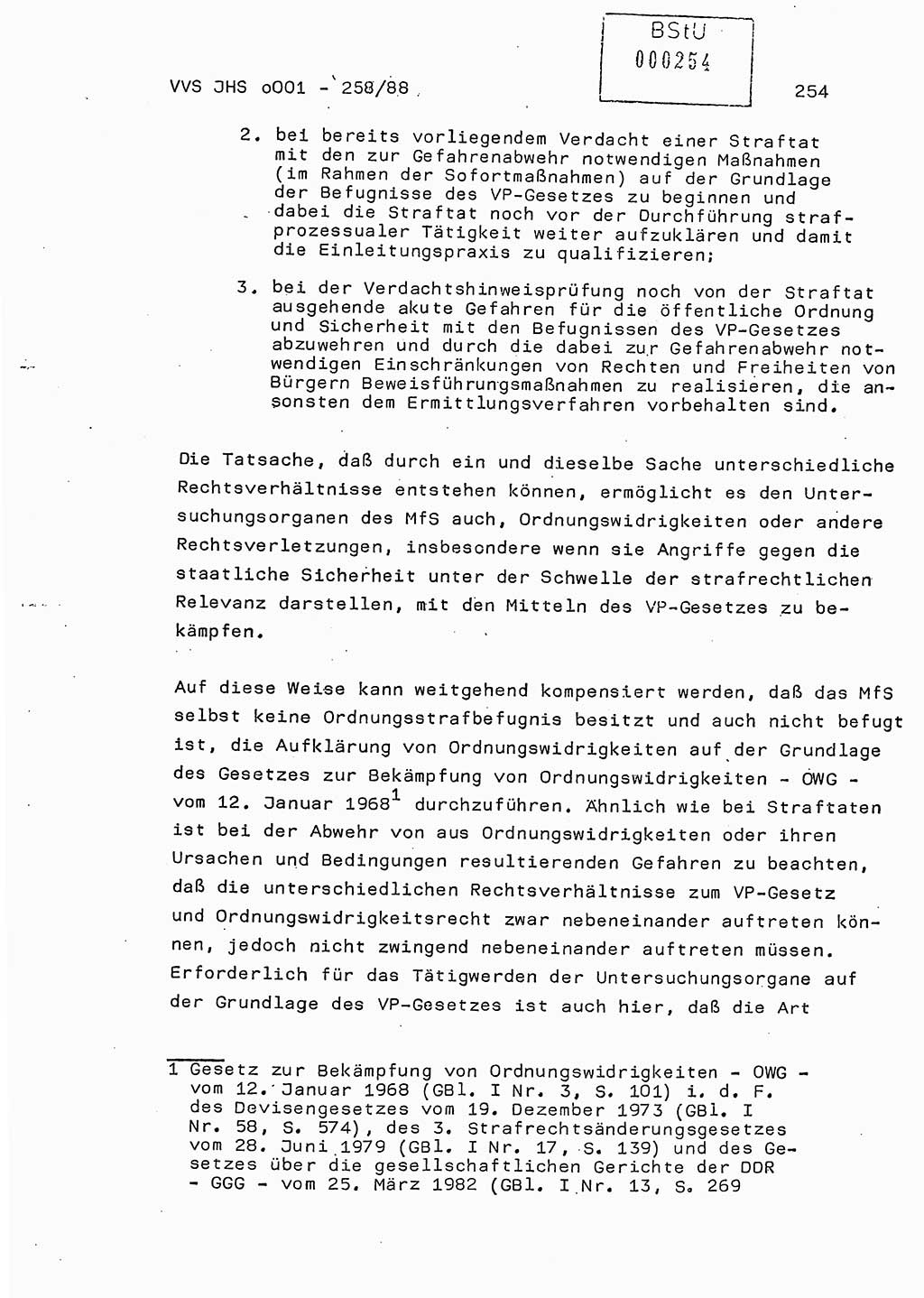 Dissertation, Oberleutnant Uwe Kärsten (JHS), Hauptmann Dr. Joachim Henkel (JHS), Oberstleutnant Werner Mählitz (Leiter der Abt. Ⅸ BV Rostock), Oberstleutnant Jürgen Tröge (HA Ⅸ/AKG), Oberstleutnant Winfried Ziegler (HA Ⅸ/9), Major Wolf-Rüdiger Wurzler (JHS), Ministerium für Staatssicherheit (MfS) [Deutsche Demokratische Republik (DDR)], Juristische Hochschule (JHS), Vertrauliche Verschlußsache (VVS) o001-258/88, Potsdam 1988, Seite 254 (Diss. MfS DDR JHS VVS o001-258/88 1988, S. 254)