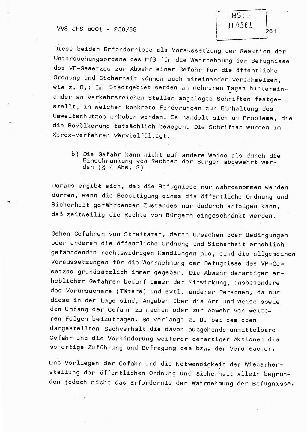 Dissertation, Oberleutnant Uwe Kärsten (JHS), Hauptmann Dr. Joachim Henkel (JHS), Oberstleutnant Werner Mählitz (Leiter der Abt. Ⅸ BV Rostock), Oberstleutnant Jürgen Tröge (HA Ⅸ/AKG), Oberstleutnant Winfried Ziegler (HA Ⅸ/9), Major Wolf-Rüdiger Wurzler (JHS), Ministerium für Staatssicherheit (MfS) [Deutsche Demokratische Republik (DDR)], Juristische Hochschule (JHS), Vertrauliche Verschlußsache (VVS) o001-258/88, Potsdam 1988, Seite 261 (Diss. MfS DDR JHS VVS o001-258/88 1988, S. 261)