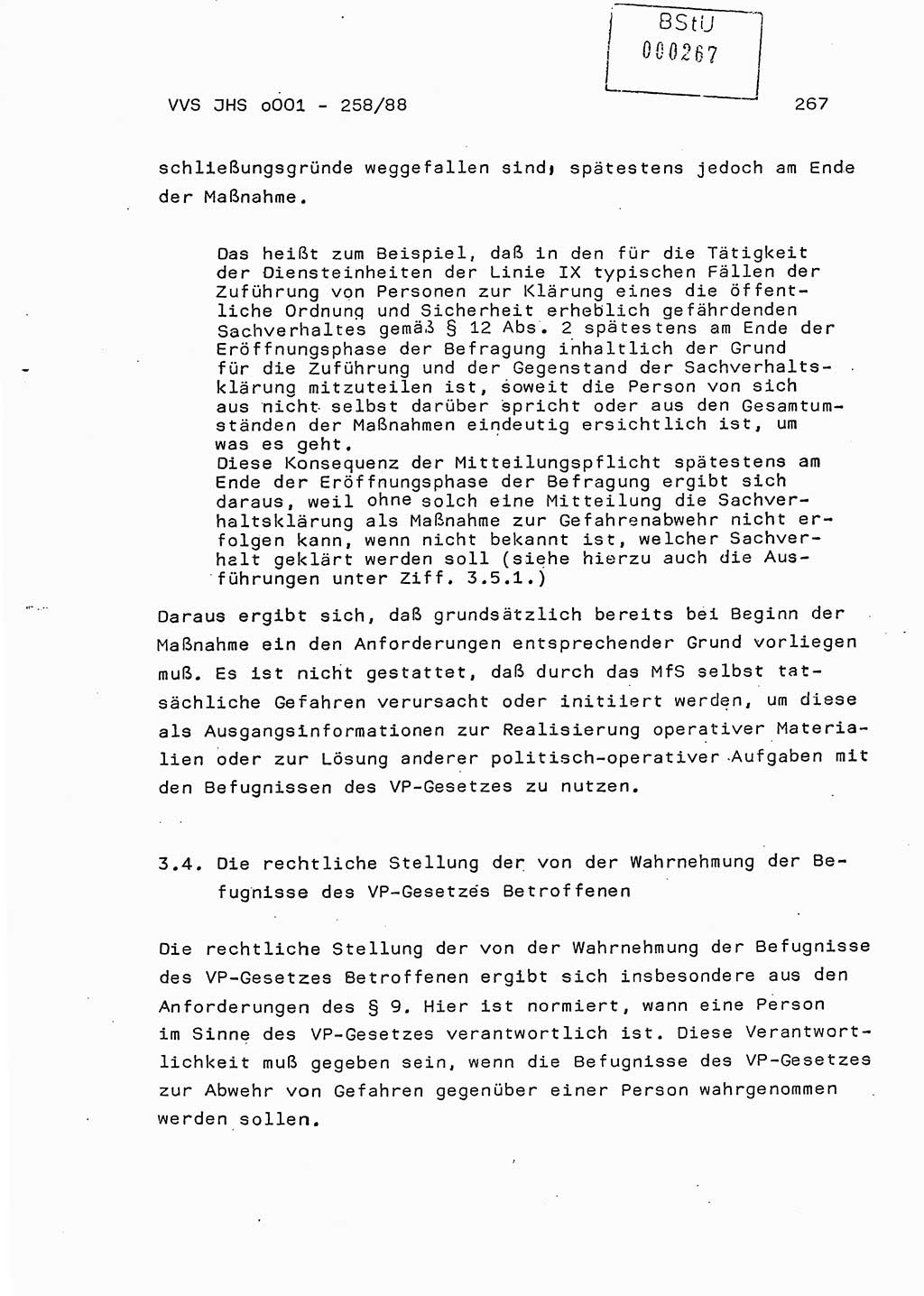 Dissertation, Oberleutnant Uwe Kärsten (JHS), Hauptmann Dr. Joachim Henkel (JHS), Oberstleutnant Werner Mählitz (Leiter der Abt. Ⅸ BV Rostock), Oberstleutnant Jürgen Tröge (HA Ⅸ/AKG), Oberstleutnant Winfried Ziegler (HA Ⅸ/9), Major Wolf-Rüdiger Wurzler (JHS), Ministerium für Staatssicherheit (MfS) [Deutsche Demokratische Republik (DDR)], Juristische Hochschule (JHS), Vertrauliche Verschlußsache (VVS) o001-258/88, Potsdam 1988, Seite 267 (Diss. MfS DDR JHS VVS o001-258/88 1988, S. 267)