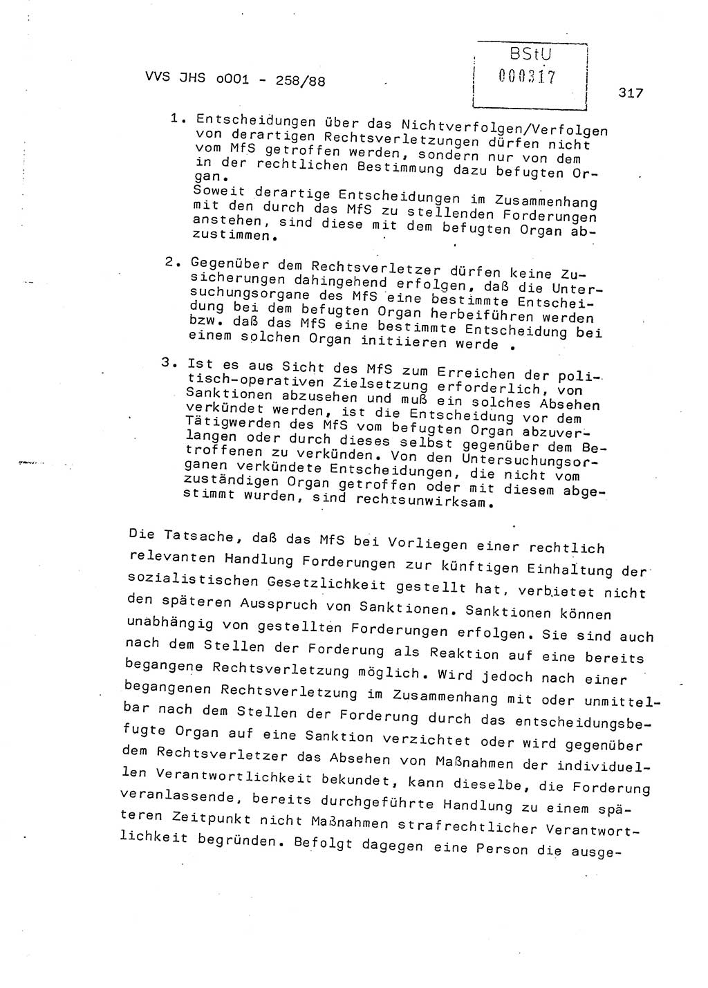 Dissertation, Oberleutnant Uwe Kärsten (JHS), Hauptmann Dr. Joachim Henkel (JHS), Oberstleutnant Werner Mählitz (Leiter der Abt. Ⅸ BV Rostock), Oberstleutnant Jürgen Tröge (HA Ⅸ/AKG), Oberstleutnant Winfried Ziegler (HA Ⅸ/9), Major Wolf-Rüdiger Wurzler (JHS), Ministerium für Staatssicherheit (MfS) [Deutsche Demokratische Republik (DDR)], Juristische Hochschule (JHS), Vertrauliche Verschlußsache (VVS) o001-258/88, Potsdam 1988, Seite 317 (Diss. MfS DDR JHS VVS o001-258/88 1988, S. 317)