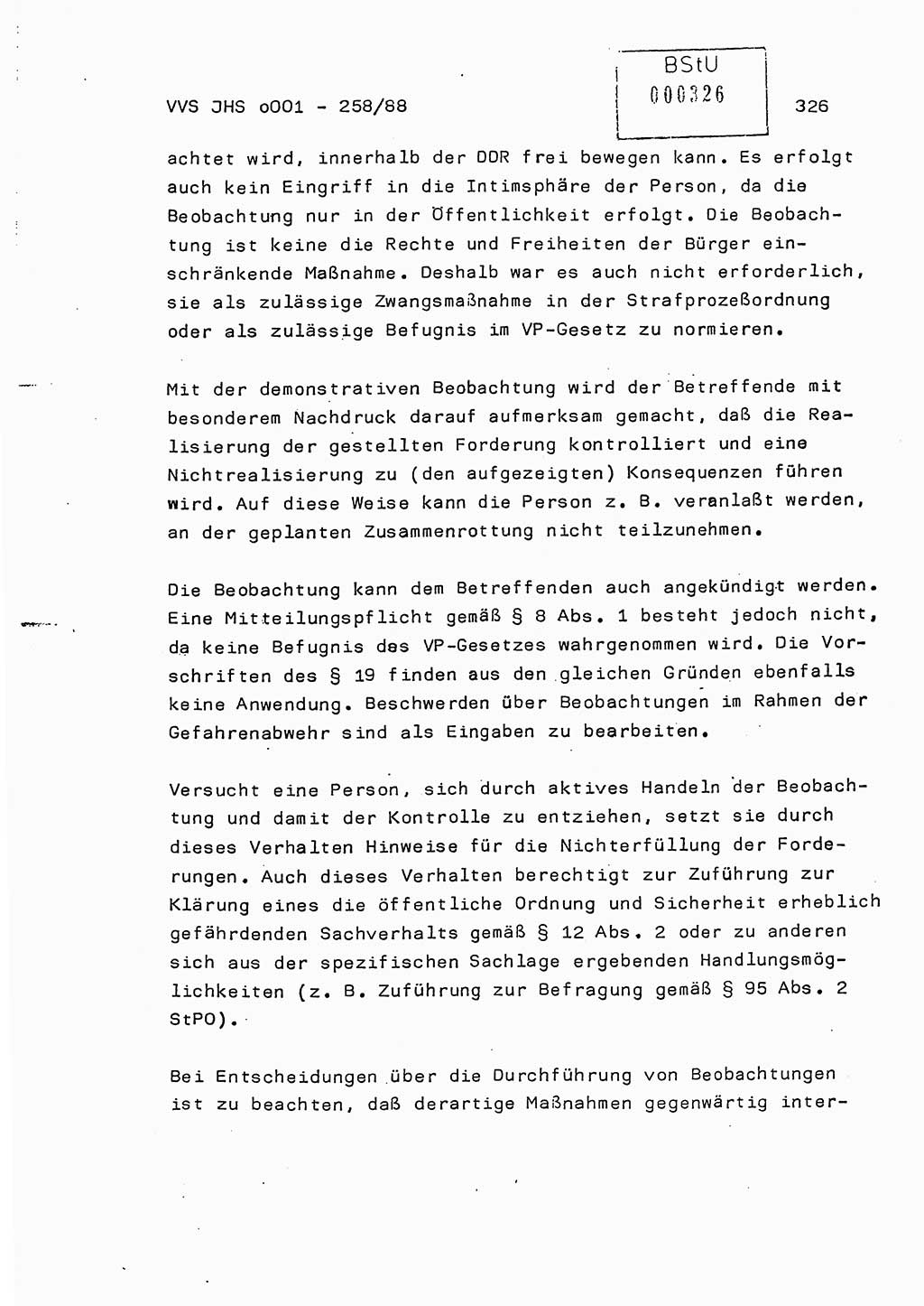 Dissertation, Oberleutnant Uwe Kärsten (JHS), Hauptmann Dr. Joachim Henkel (JHS), Oberstleutnant Werner Mählitz (Leiter der Abt. Ⅸ BV Rostock), Oberstleutnant Jürgen Tröge (HA Ⅸ/AKG), Oberstleutnant Winfried Ziegler (HA Ⅸ/9), Major Wolf-Rüdiger Wurzler (JHS), Ministerium für Staatssicherheit (MfS) [Deutsche Demokratische Republik (DDR)], Juristische Hochschule (JHS), Vertrauliche Verschlußsache (VVS) o001-258/88, Potsdam 1988, Seite 326 (Diss. MfS DDR JHS VVS o001-258/88 1988, S. 326)