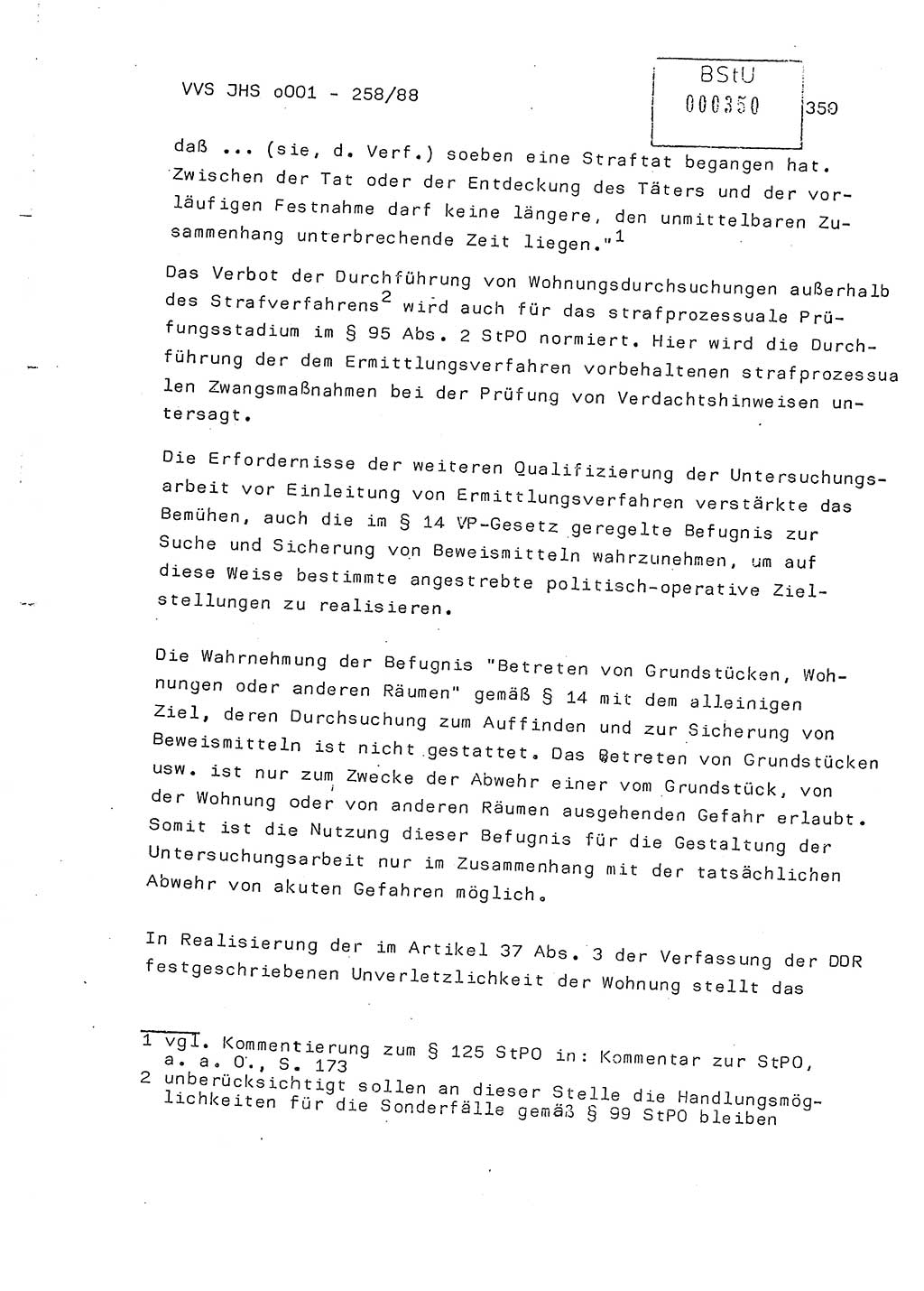 Dissertation, Oberleutnant Uwe Kärsten (JHS), Hauptmann Dr. Joachim Henkel (JHS), Oberstleutnant Werner Mählitz (Leiter der Abt. Ⅸ BV Rostock), Oberstleutnant Jürgen Tröge (HA Ⅸ/AKG), Oberstleutnant Winfried Ziegler (HA Ⅸ/9), Major Wolf-Rüdiger Wurzler (JHS), Ministerium für Staatssicherheit (MfS) [Deutsche Demokratische Republik (DDR)], Juristische Hochschule (JHS), Vertrauliche Verschlußsache (VVS) o001-258/88, Potsdam 1988, Seite 350 (Diss. MfS DDR JHS VVS o001-258/88 1988, S. 350)